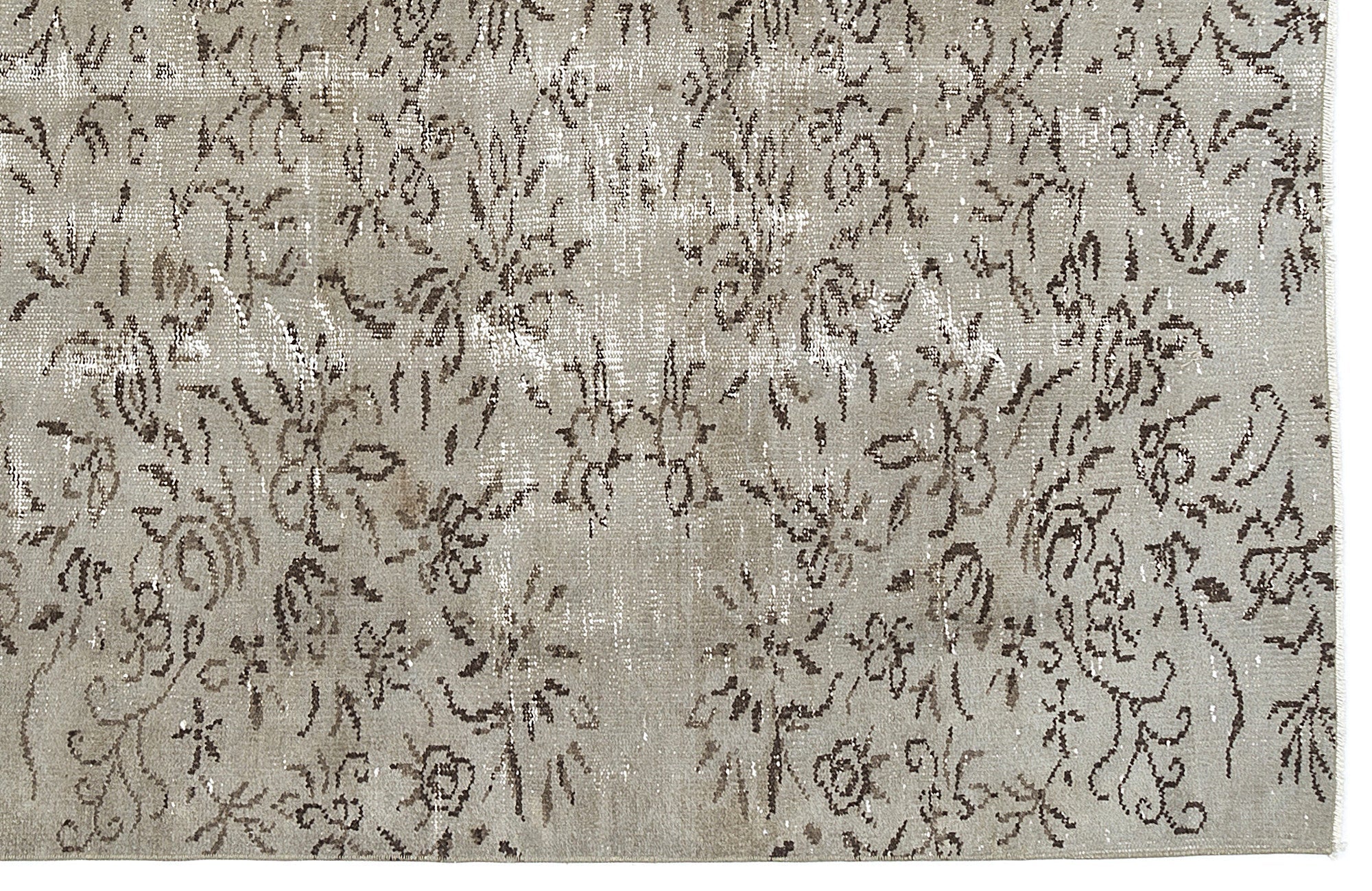 Atina Beige Vintage Wool Handmade Area Rug 5'2" x 8'9"