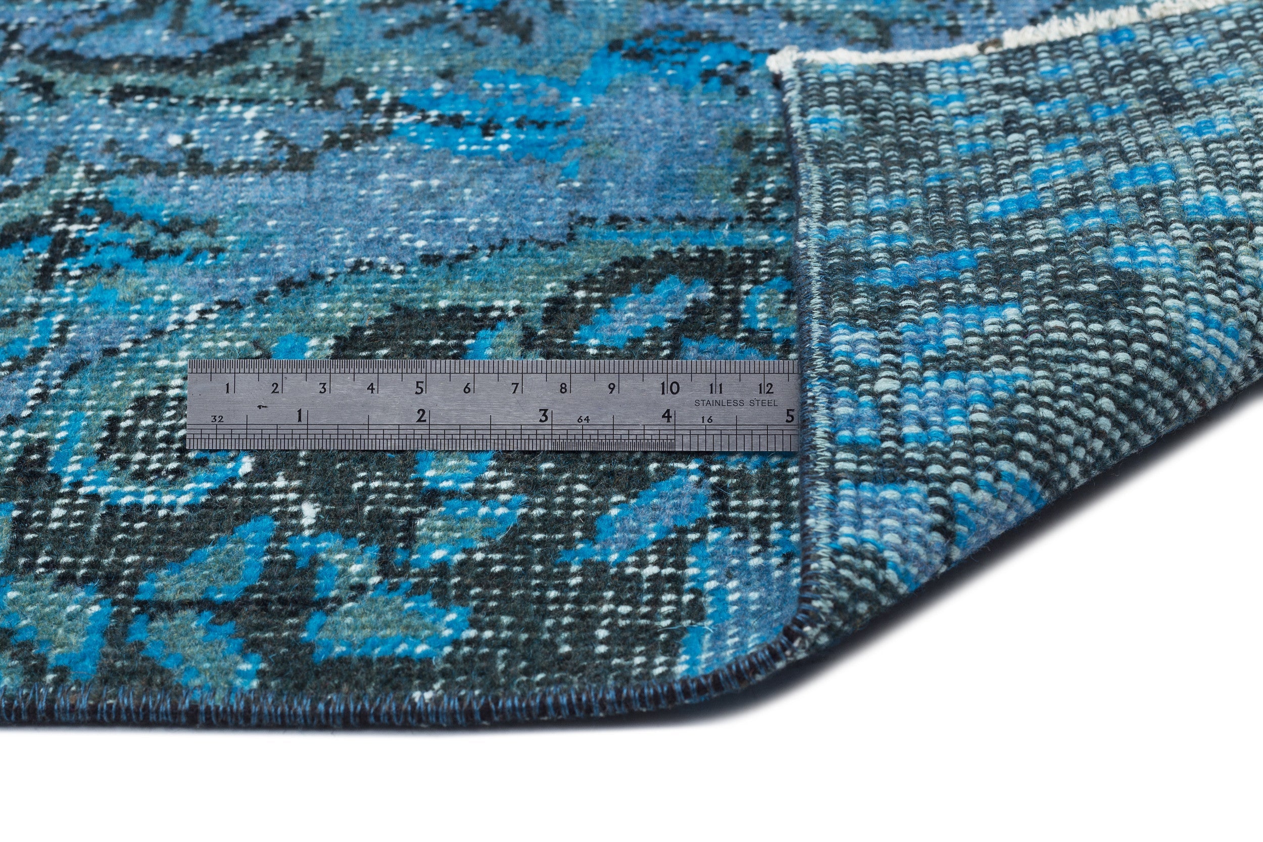 Atina Turquoise Vintage Wool Handmade Area Rug 5'5" x 9'7"