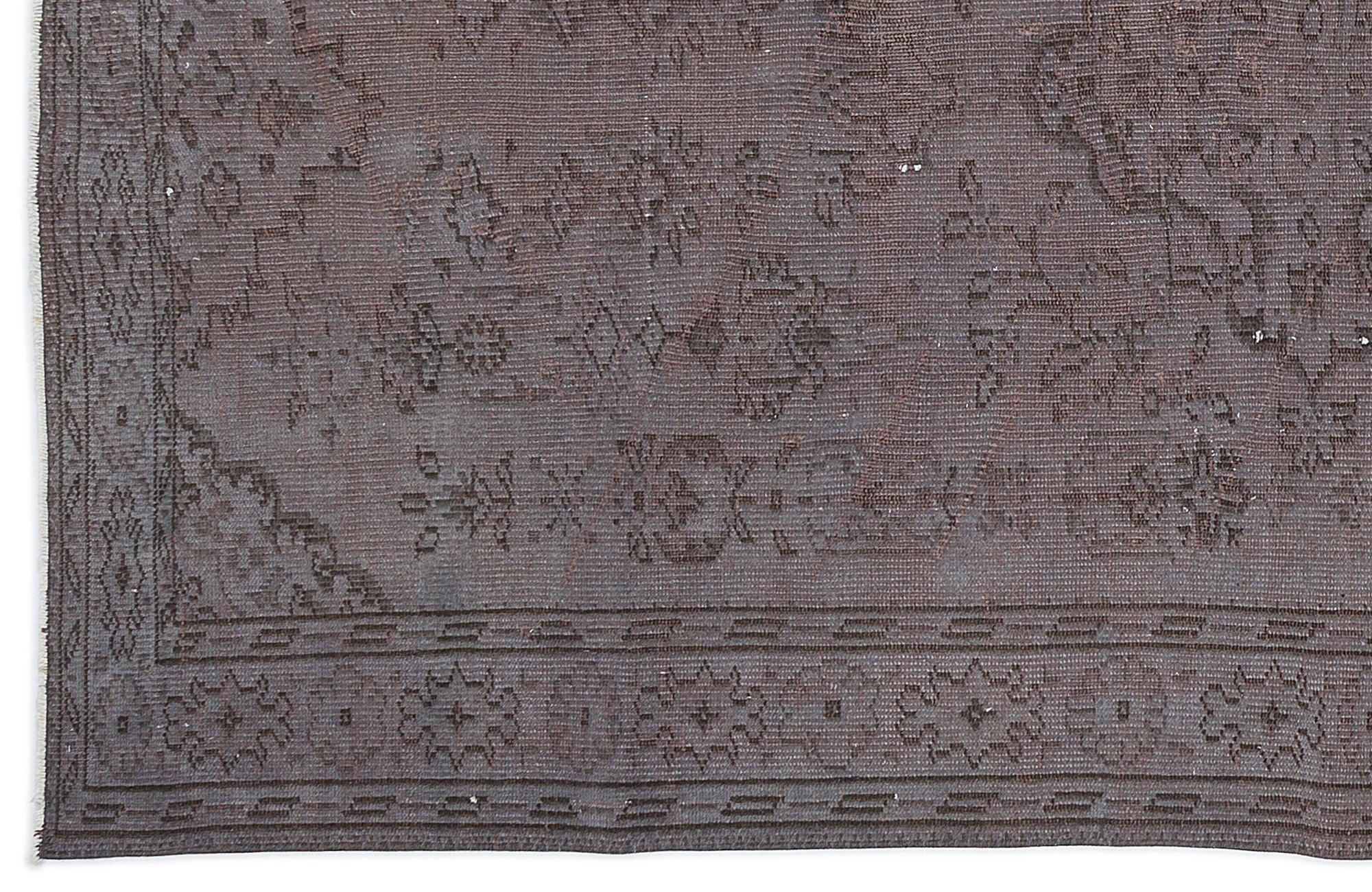 Atina Grey Vintage Wool Handmade Area Rug 5'5" x 8'10"