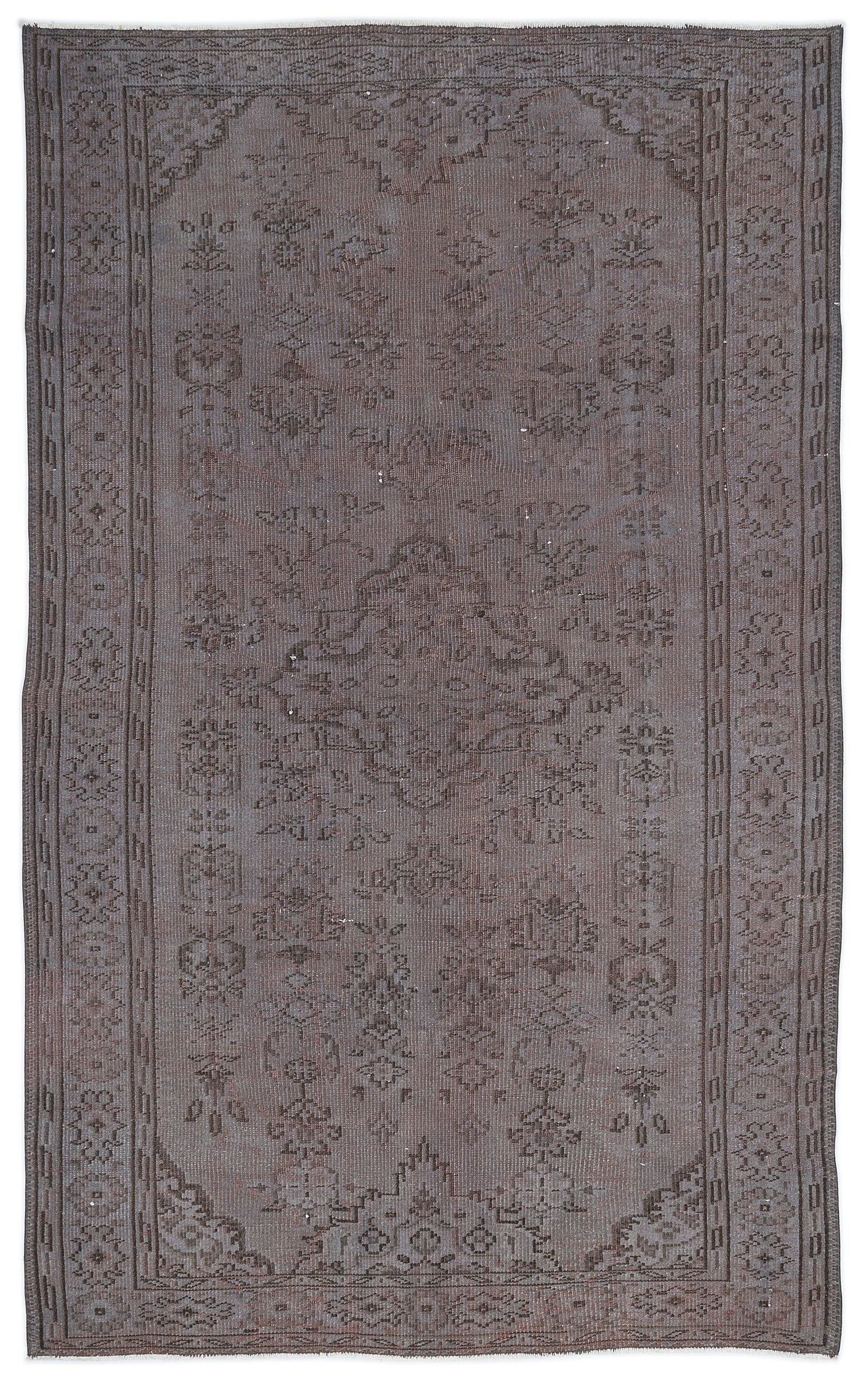 Atina Grey Vintage Wool Handmade Area Rug 5'5" x 8'10"