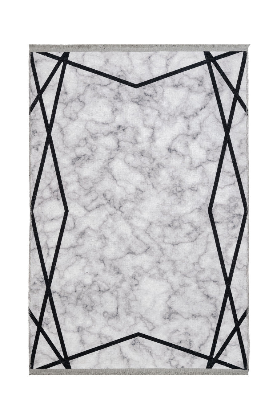 Grey Marble Area Rug – Digital Print Cotton Chenille Carpet for Living Room
