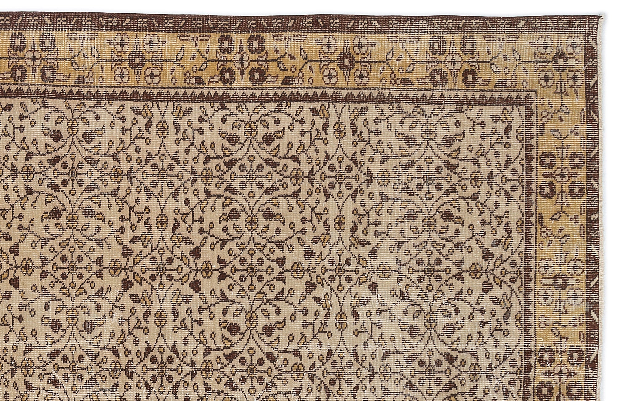 Atina Brown Vintage Wool Handmade Area Rug 5'5" x 9'1"