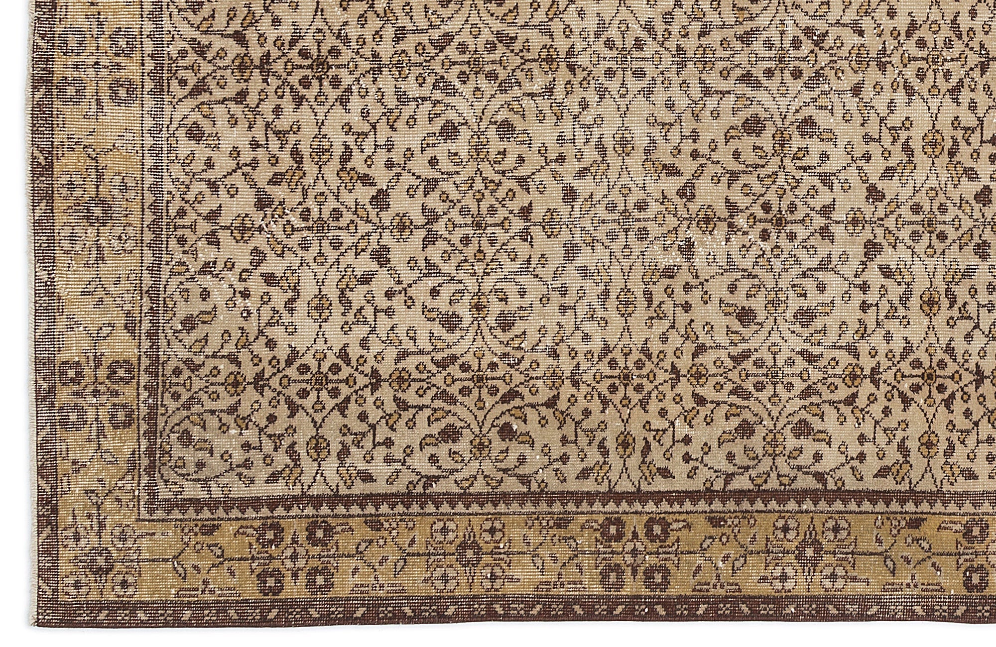 Atina Brown Vintage Wool Handmade Area Rug 5'5" x 9'1"