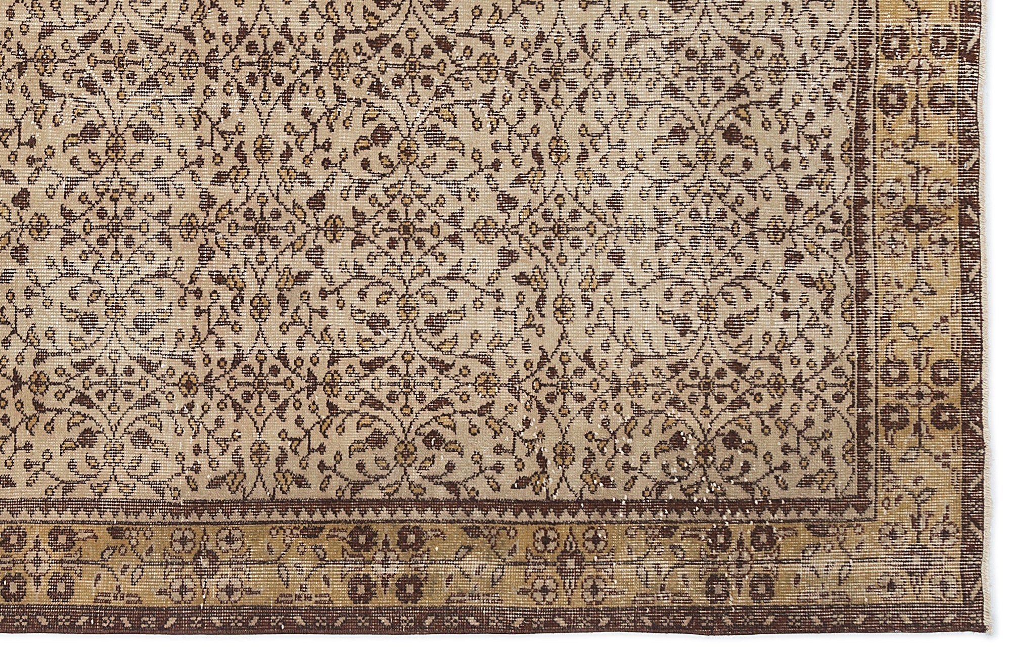 Atina Brown Vintage Wool Handmade Area Rug 5'5" x 9'1"
