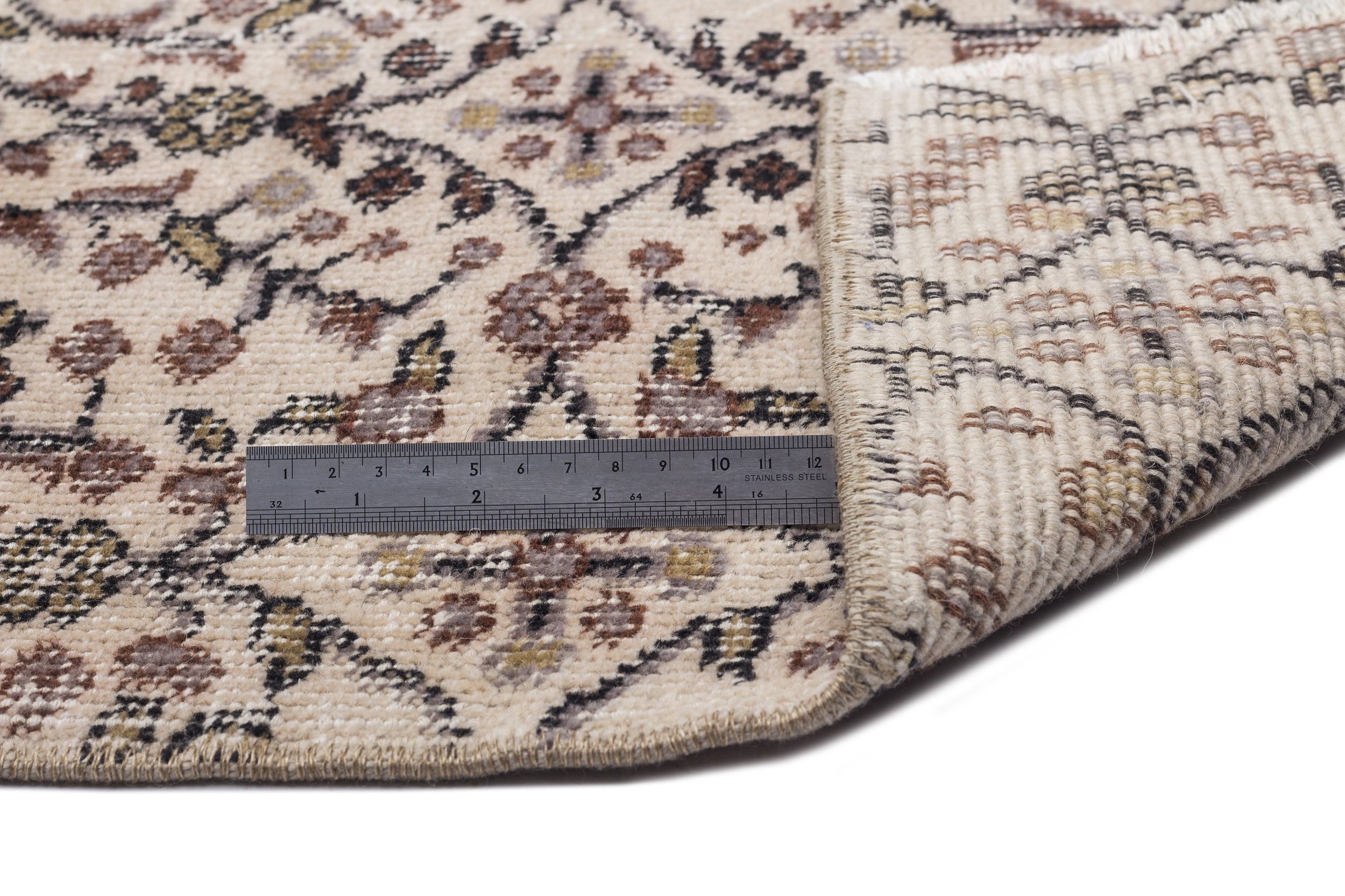 Atina Beige Vintage Wool Handmade Area Rug 5'4" x 9'1"