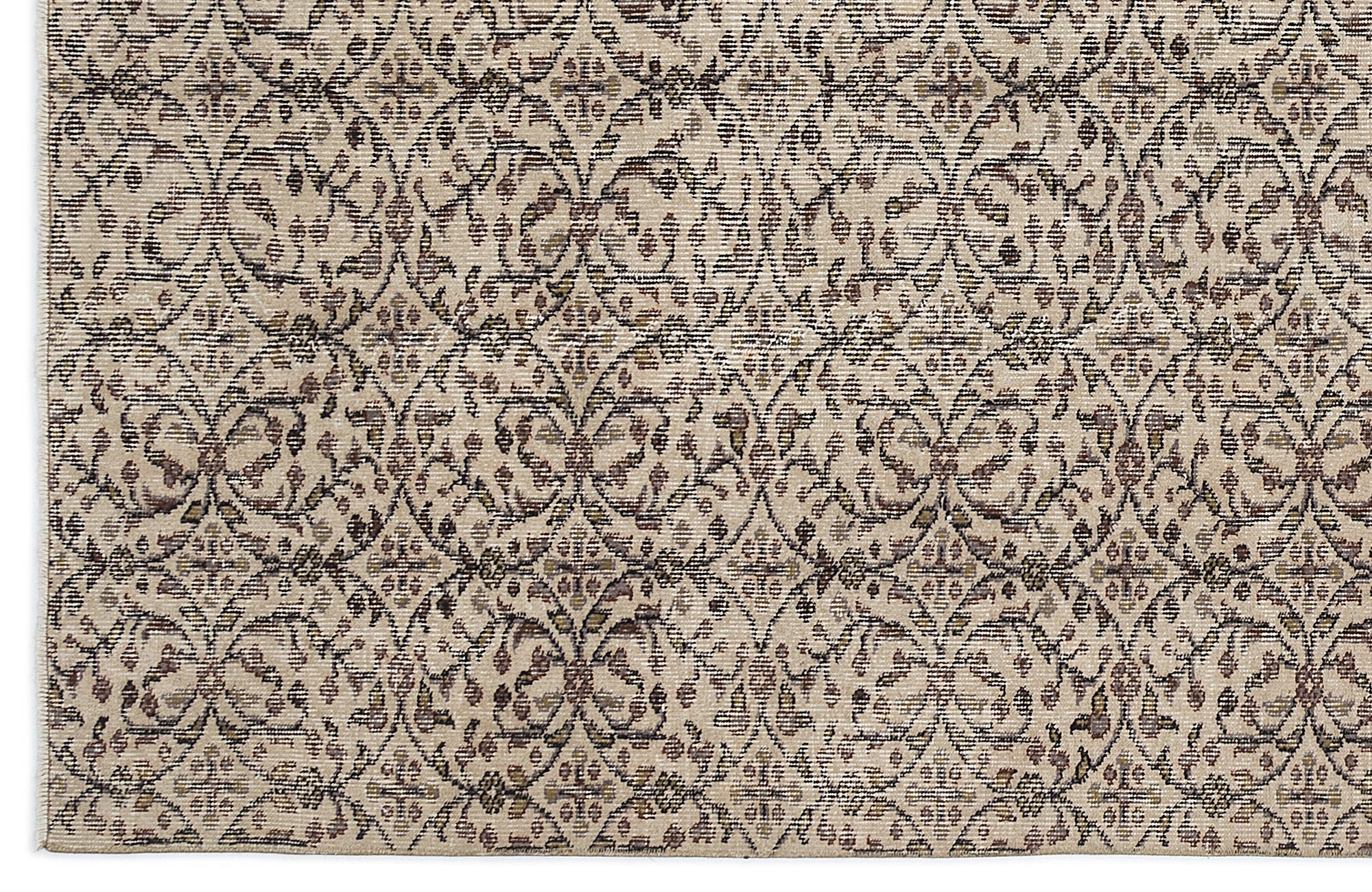 Atina Beige Vintage Wool Handmade Area Rug 5'4" x 9'1"