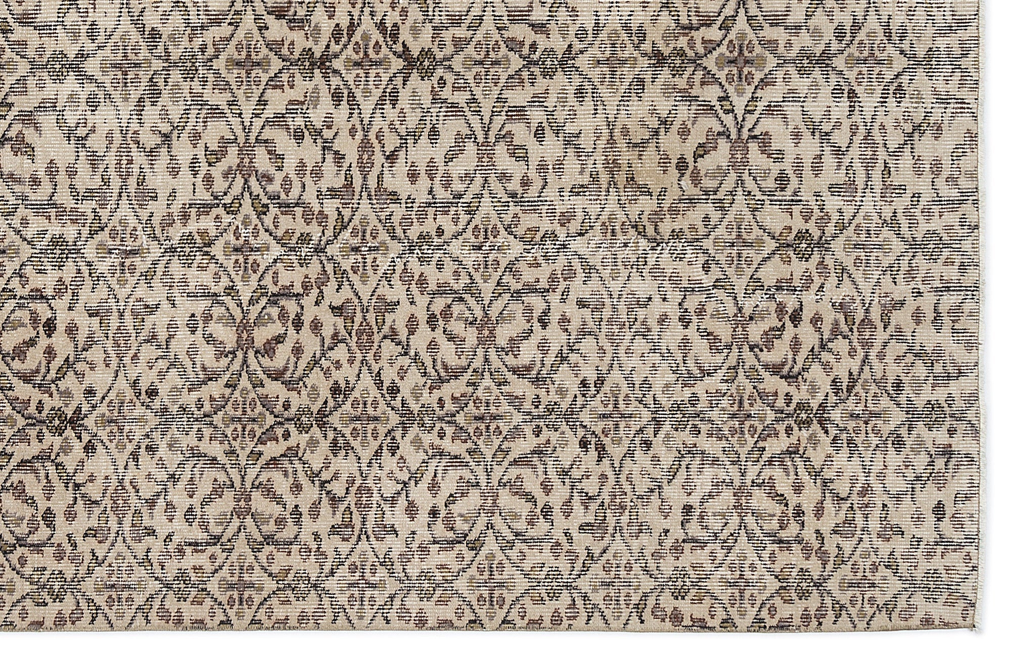 Atina Beige Vintage Wool Handmade Area Rug 5'4" x 9'1"