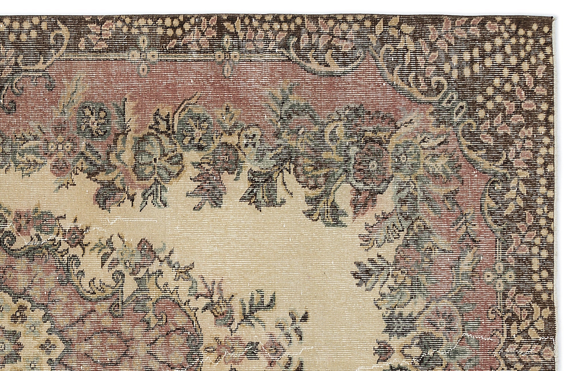 Atina 9607 Beige Vintage Wool Handmade Area Rug 5'6" x 9'4"