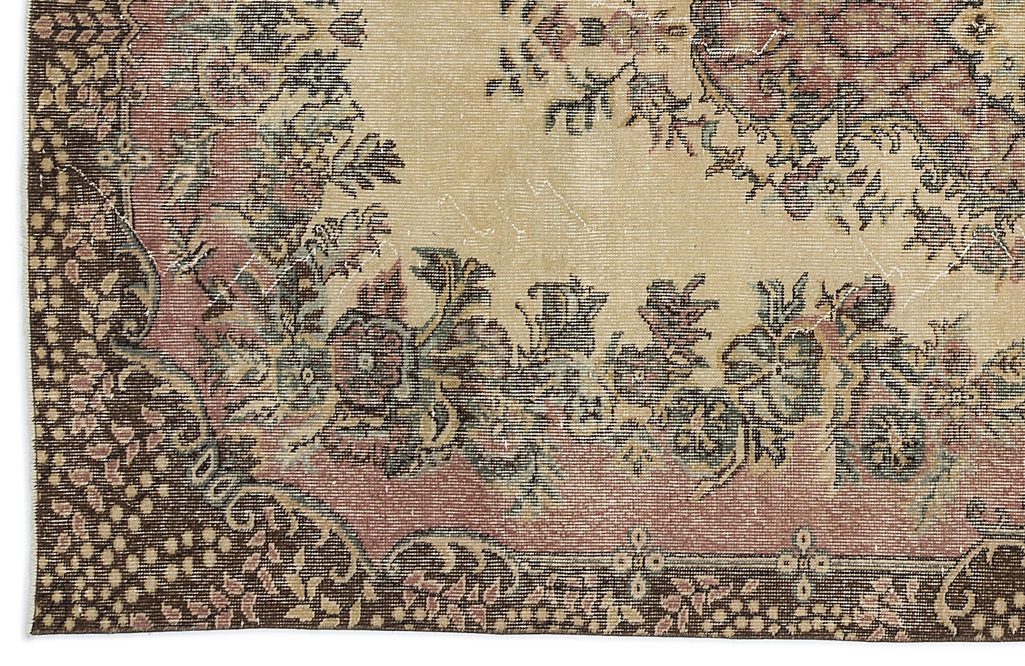 Atina 9607 Beige Vintage Wool Handmade Area Rug 5'6" x 9'4"