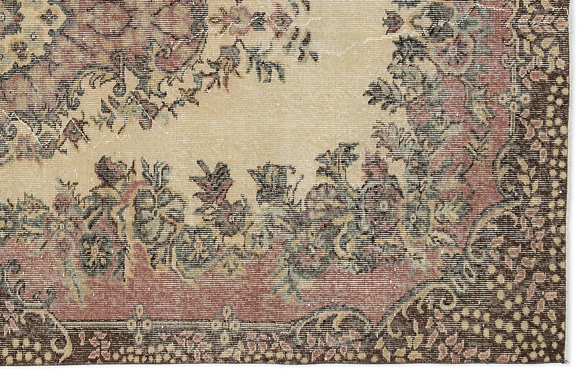 Atina 9607 Beige Vintage Wool Handmade Area Rug 5'6" x 9'4"