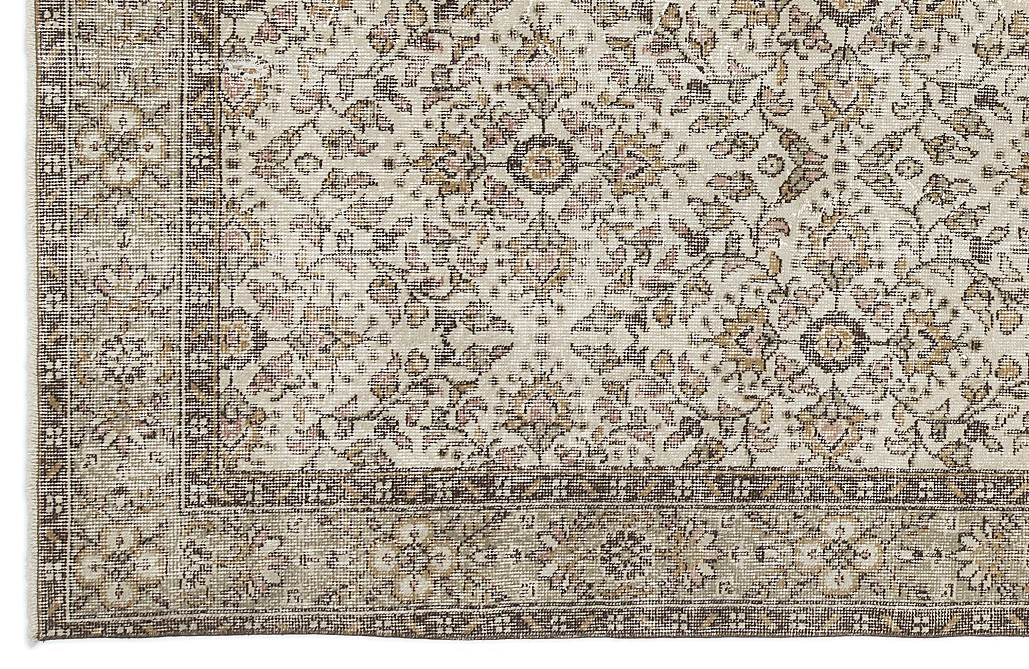 Atina 9608 Beige Vintage Wool Handmade Area Rug 5'10" x 9'11"