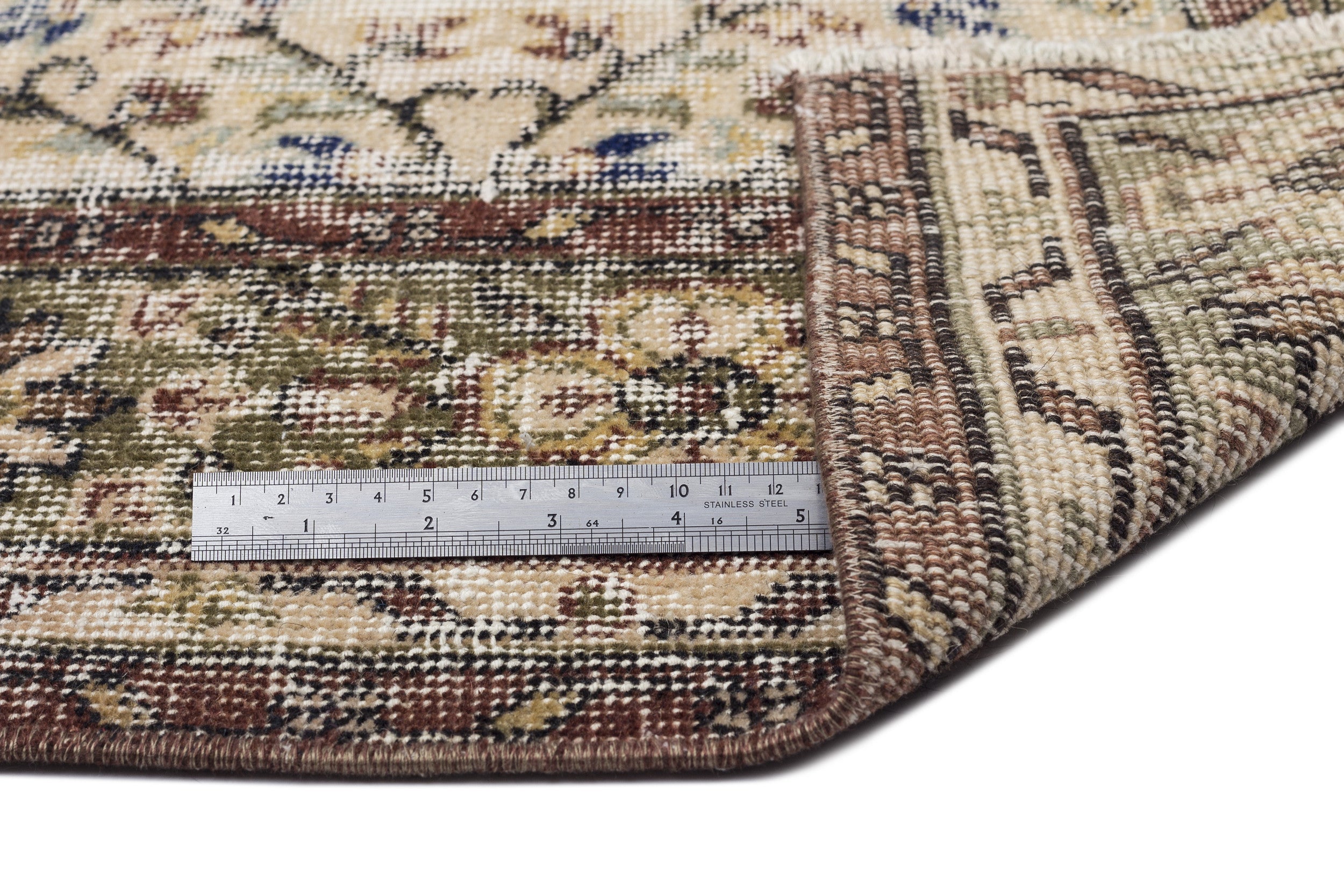 Atina Beige Vintage Wool Handmade Area Rug 5'9" x 8'6"