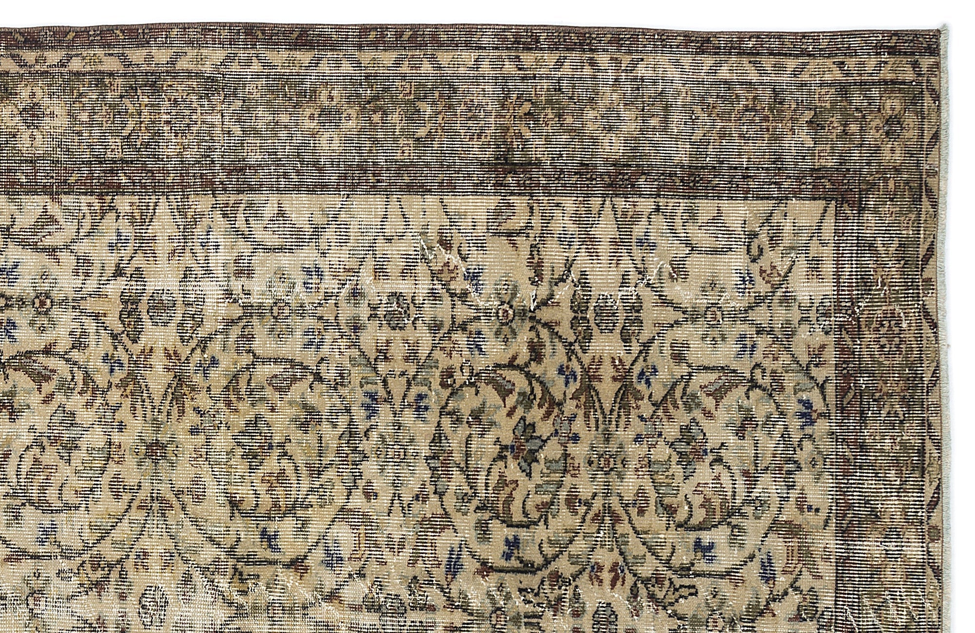 Atina Beige Vintage Wool Handmade Area Rug 5'9" x 8'6"