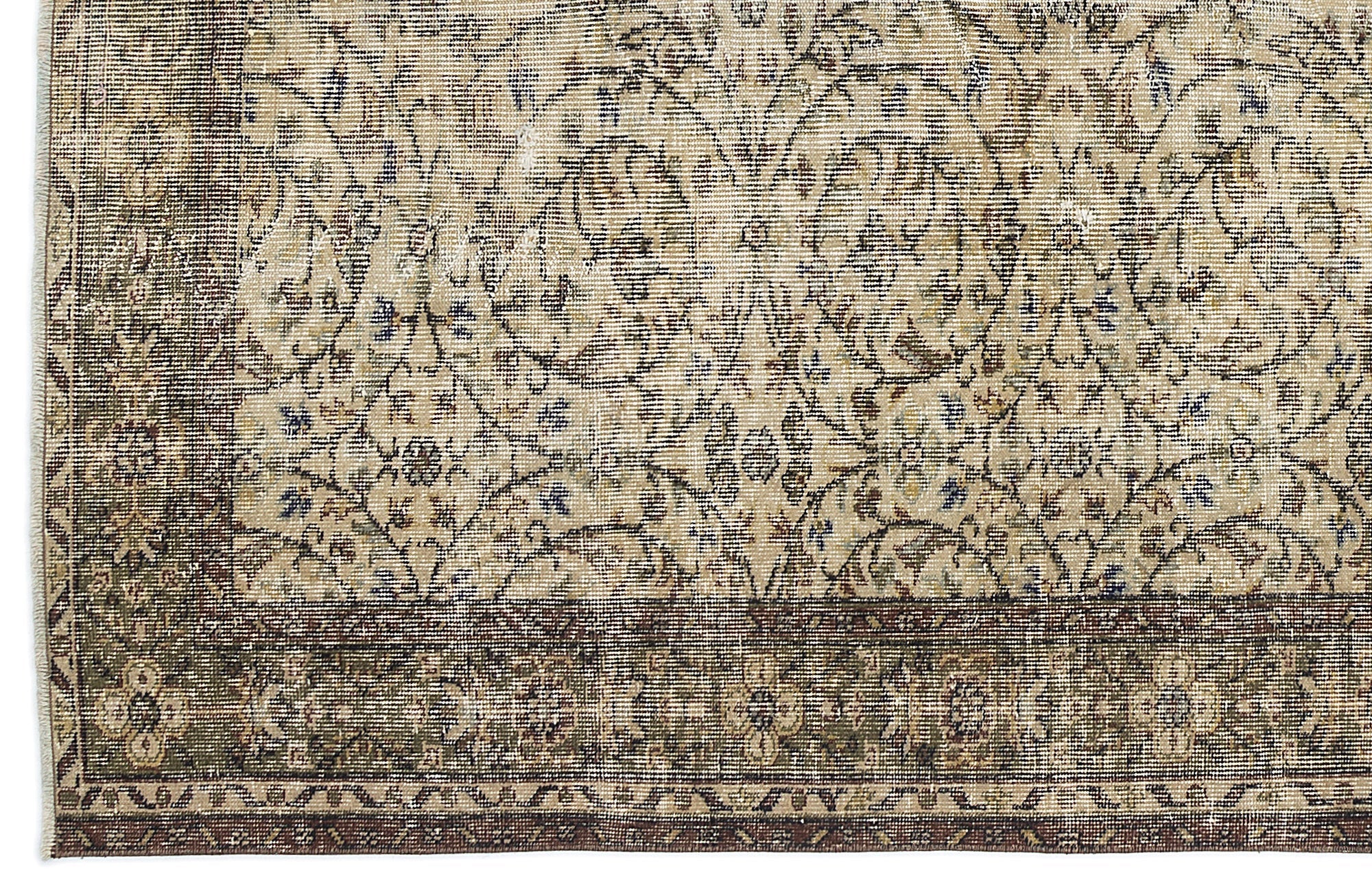 Atina Beige Vintage Wool Handmade Area Rug 5'9" x 8'6"