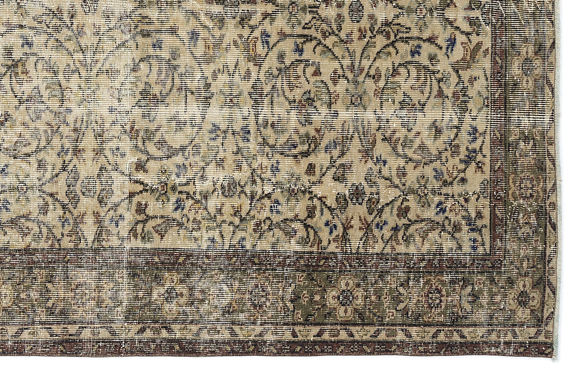 Atina Beige Vintage Wool Handmade Area Rug 5'9" x 8'6"
