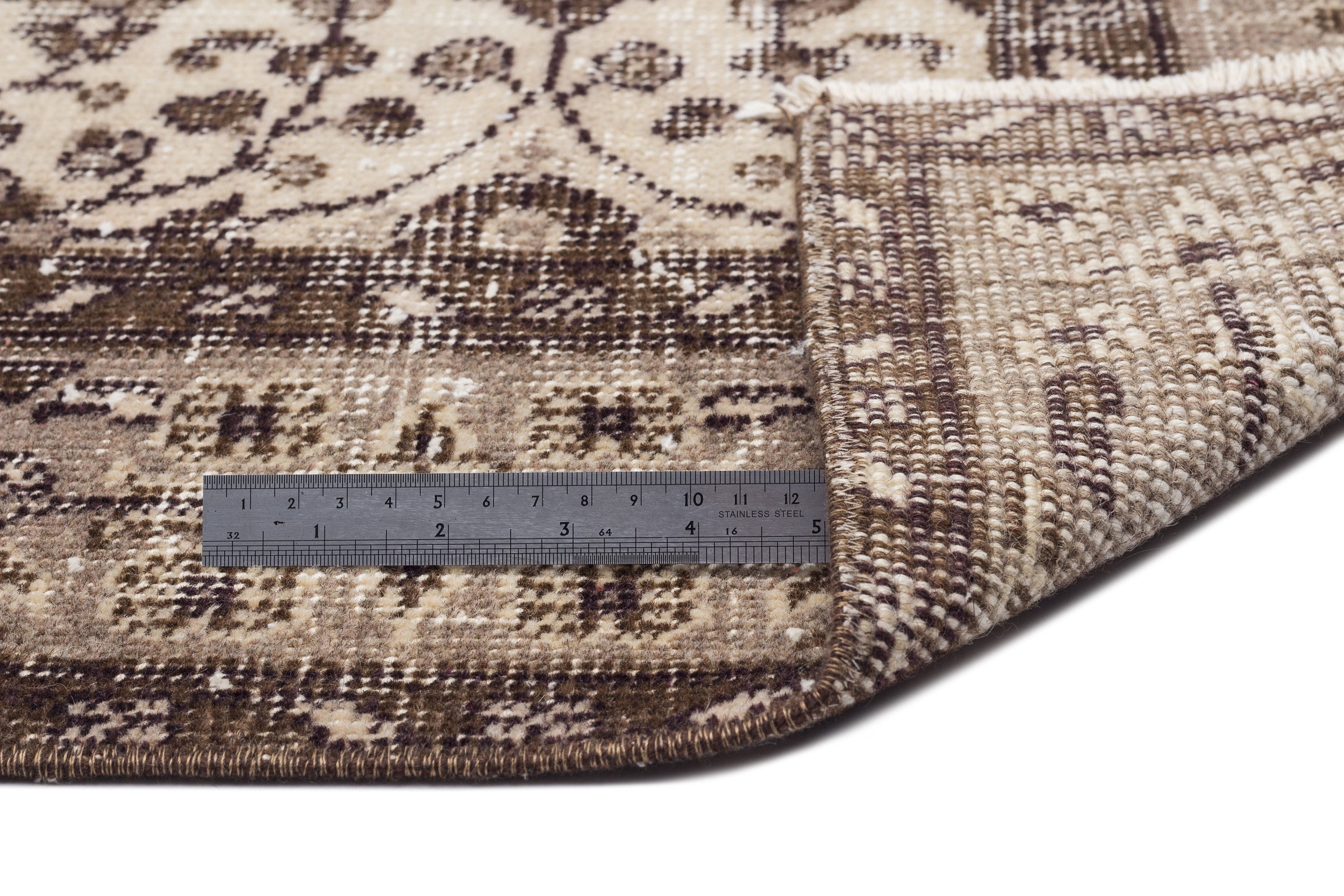 Atina Brown Vintage Wool Handmade Area Rug 5'10" x 9'1"