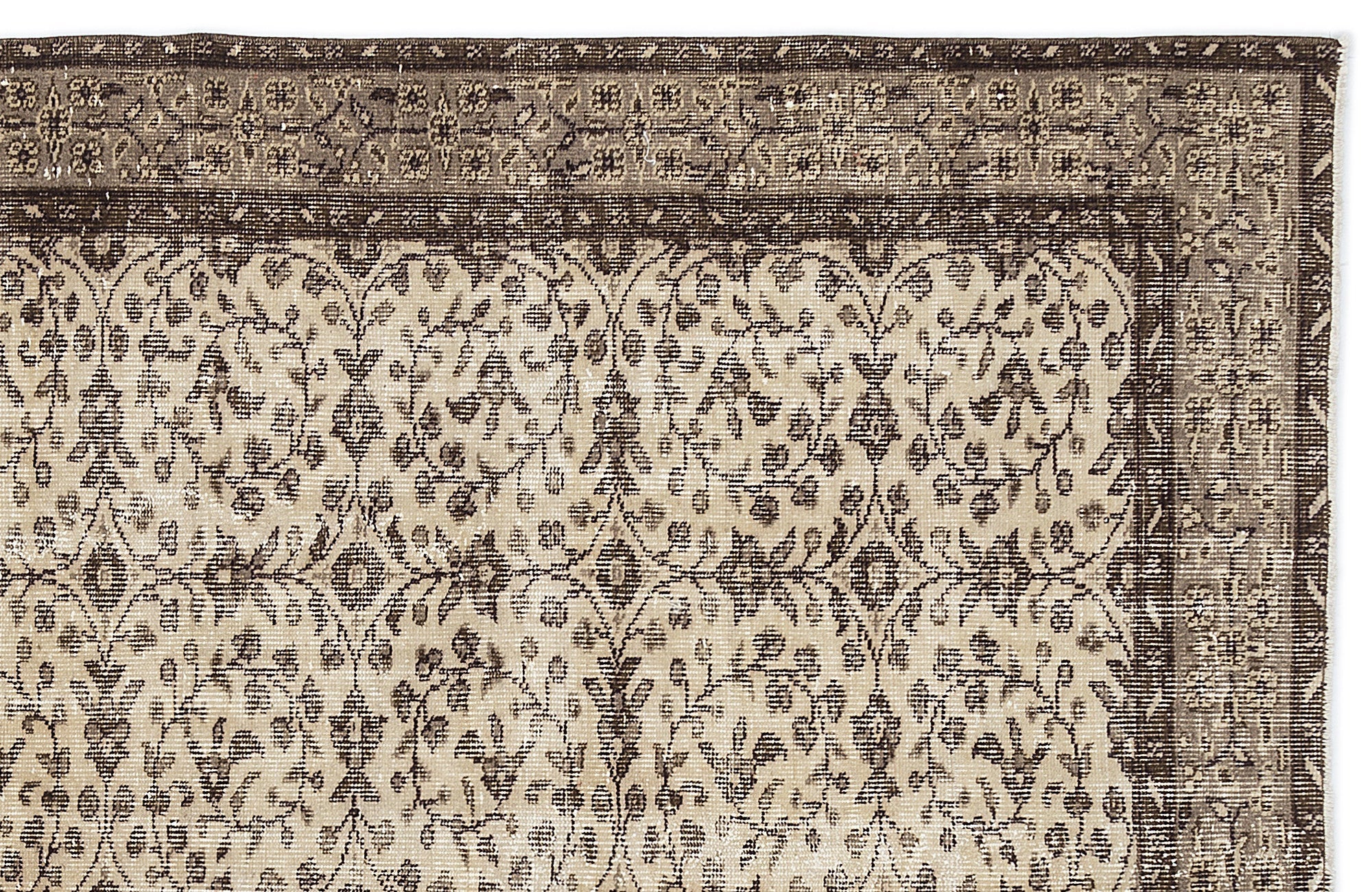Atina Brown Vintage Wool Handmade Area Rug 5'10" x 9'1"