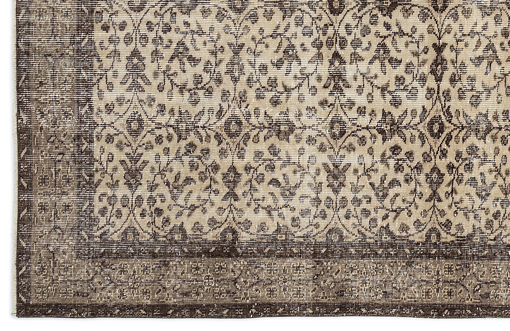Atina Brown Vintage Wool Handmade Area Rug 5'10" x 9'1"