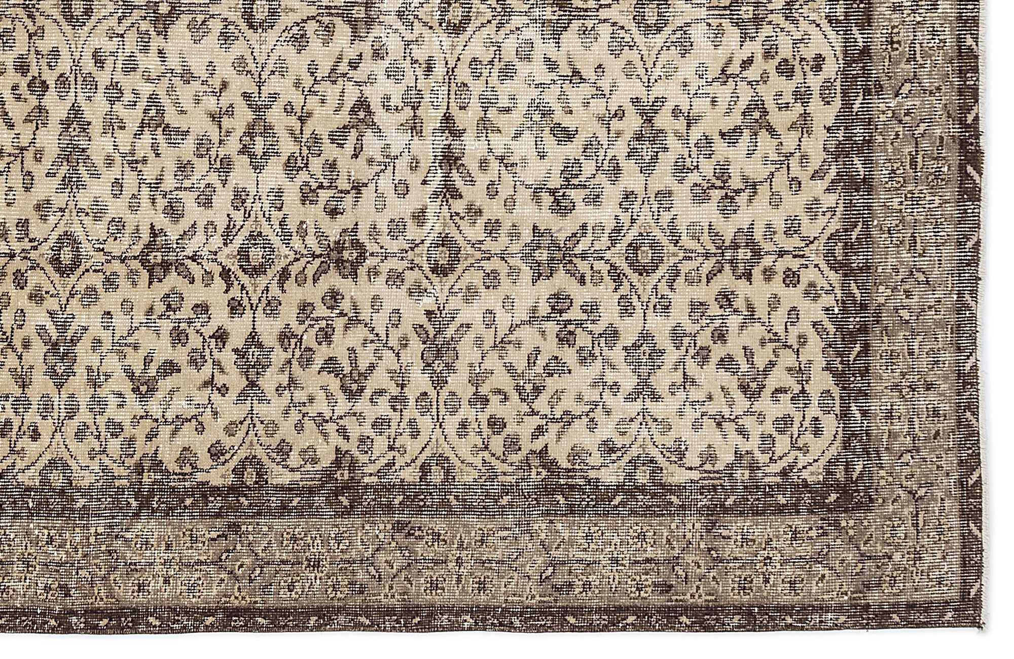 Atina Brown Vintage Wool Handmade Area Rug 5'10" x 9'1"