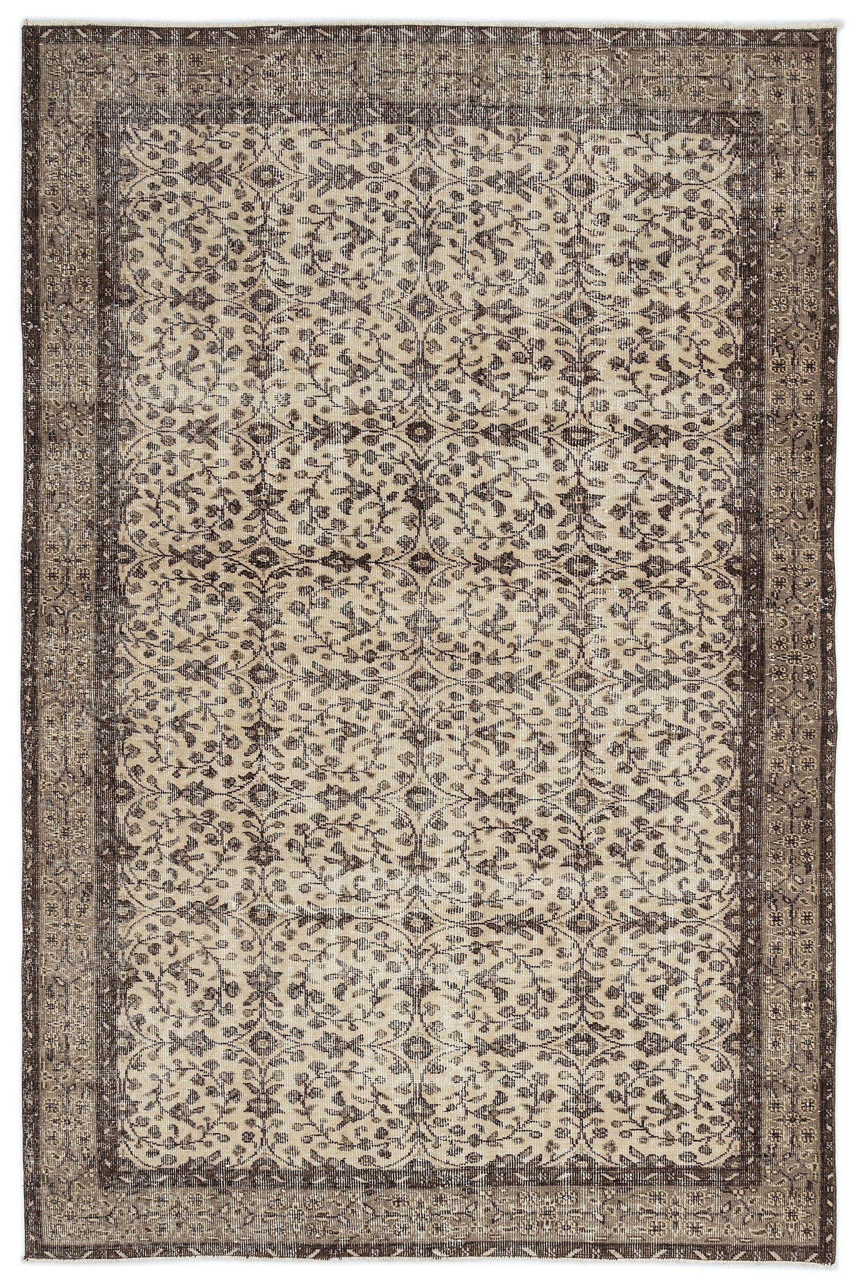Atina Brown Vintage Wool Handmade Area Rug 5'10" x 9'1"