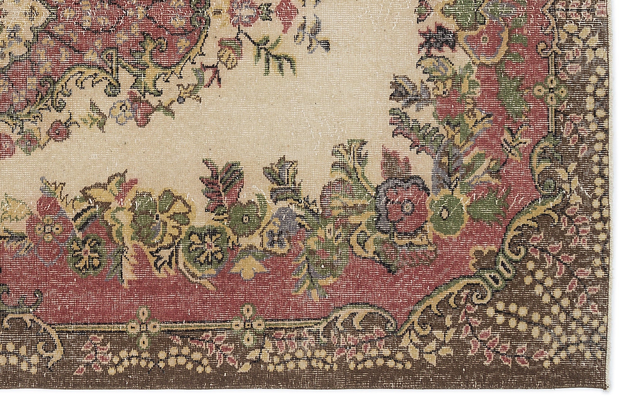 Atina 9614 Beige Vintage Wool Handmade Area Rug 5'8" x 9'6"
