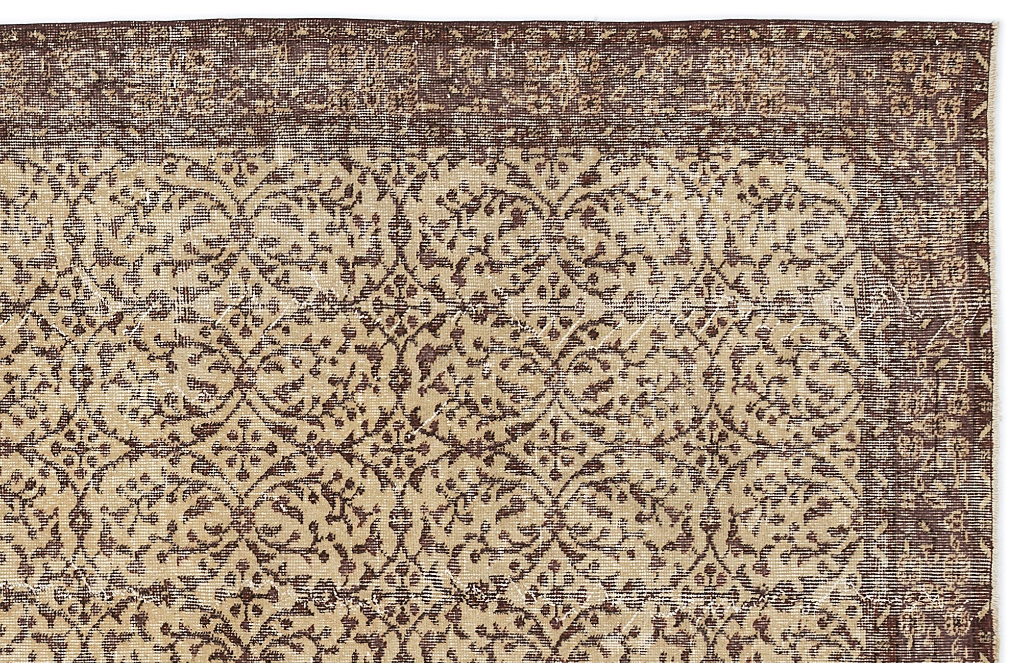 Atina Brown Vintage Wool Handmade Area Rug 5'3" x 9'3"