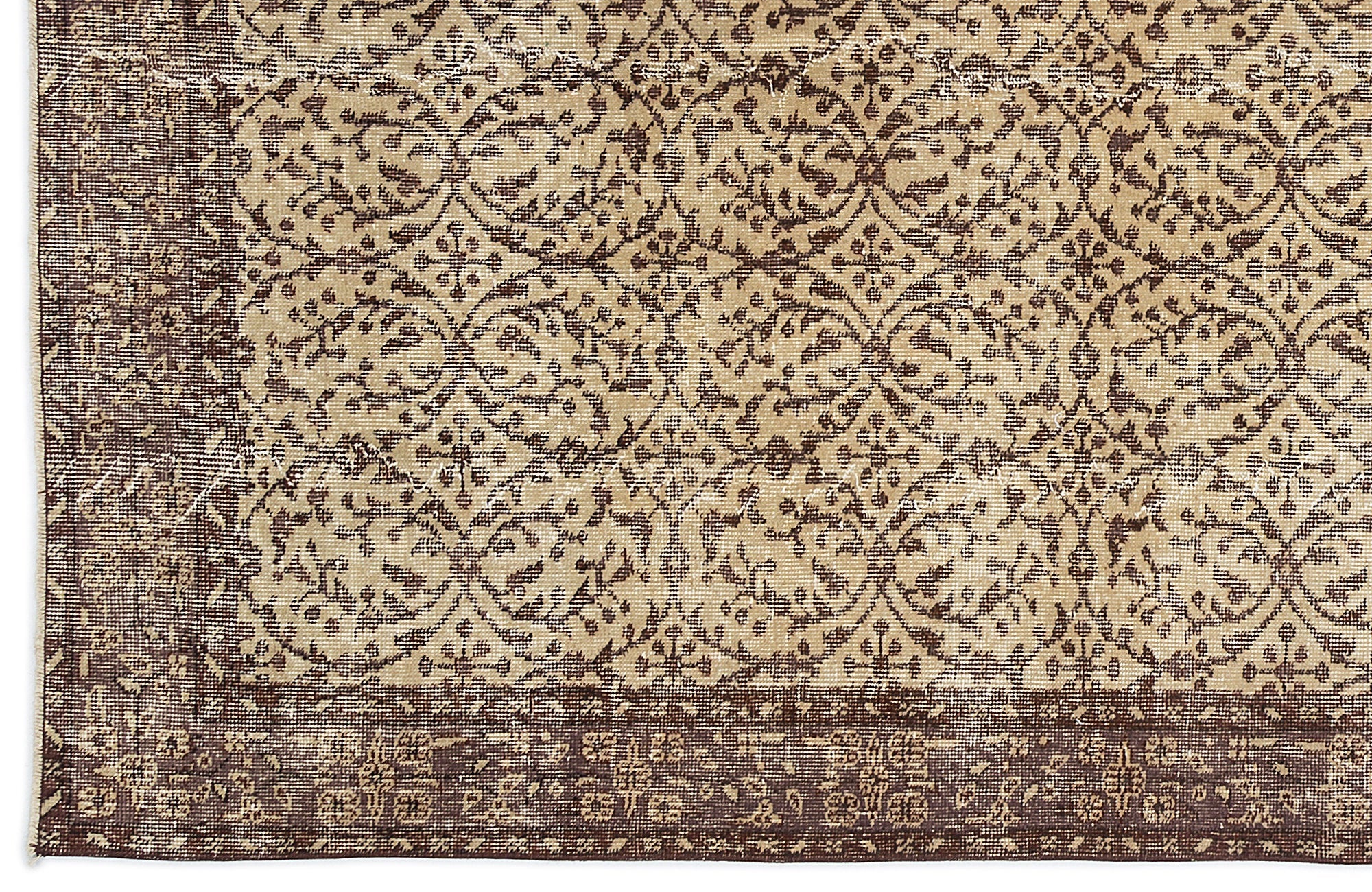 Atina Brown Vintage Wool Handmade Area Rug 5'3" x 9'3"