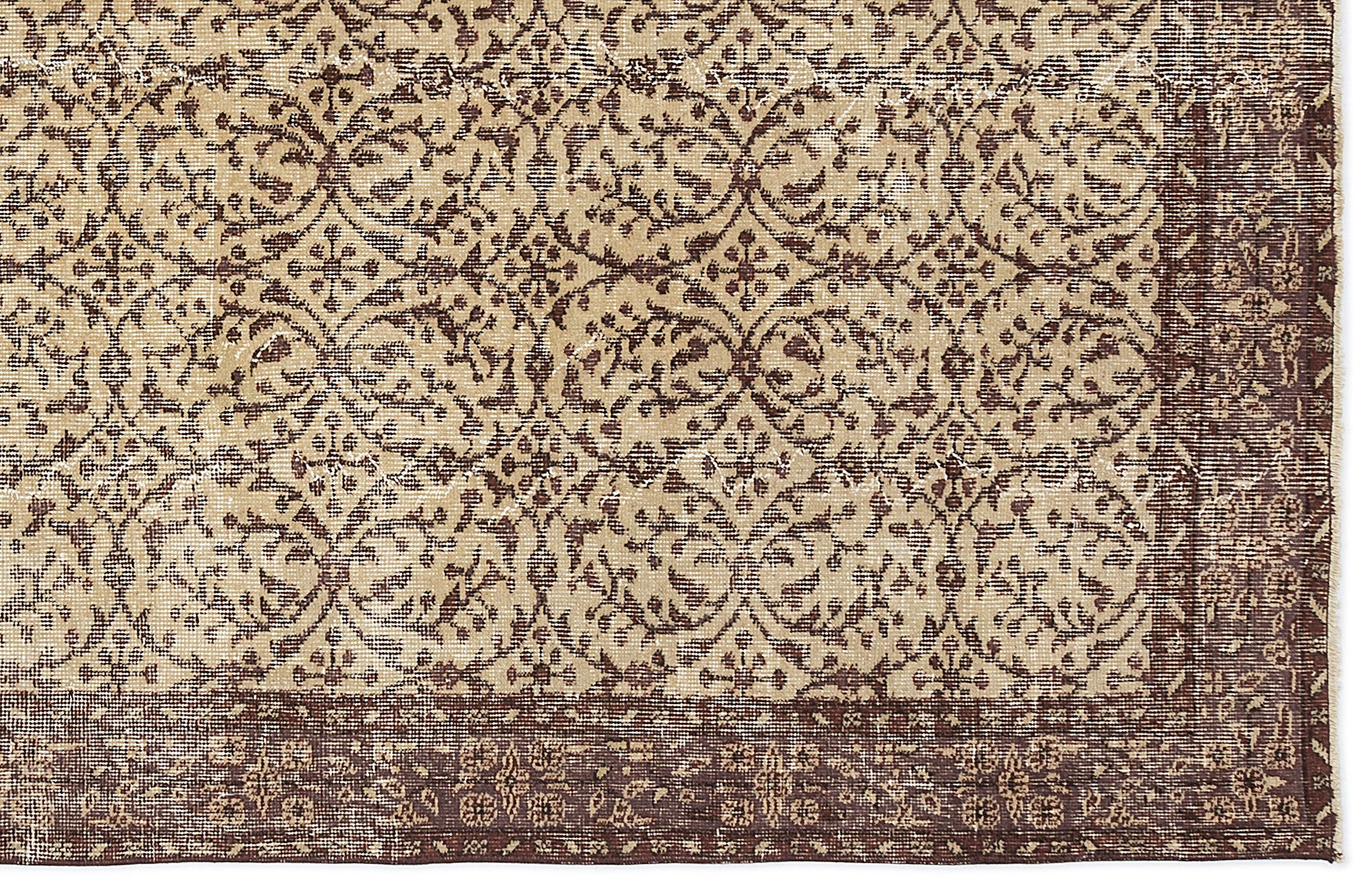 Atina Brown Vintage Wool Handmade Area Rug 5'3" x 9'3"