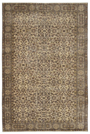Atina Beige Vintage Wool Handmade Area Rug 5'11" x 7'7"