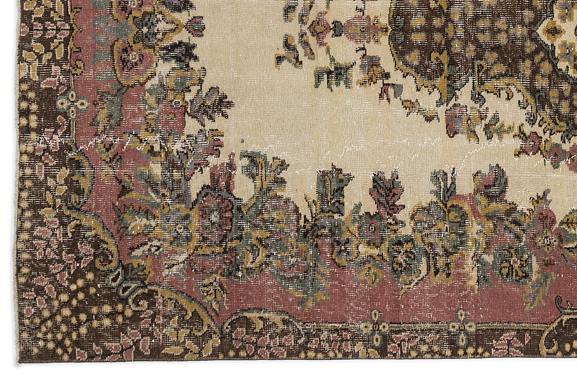 Atina 9625 Beige Vintage Wool Handmade Area Rug 5'9" x 8'8"