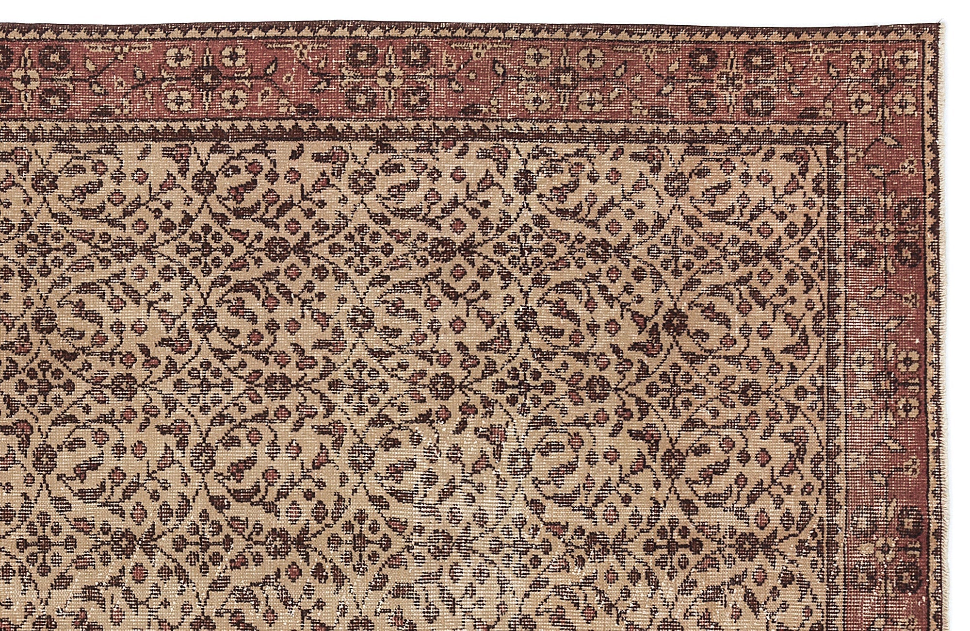 Atina Brown Vintage Wool Handmade Area Rug 5'5" x 8'7"
