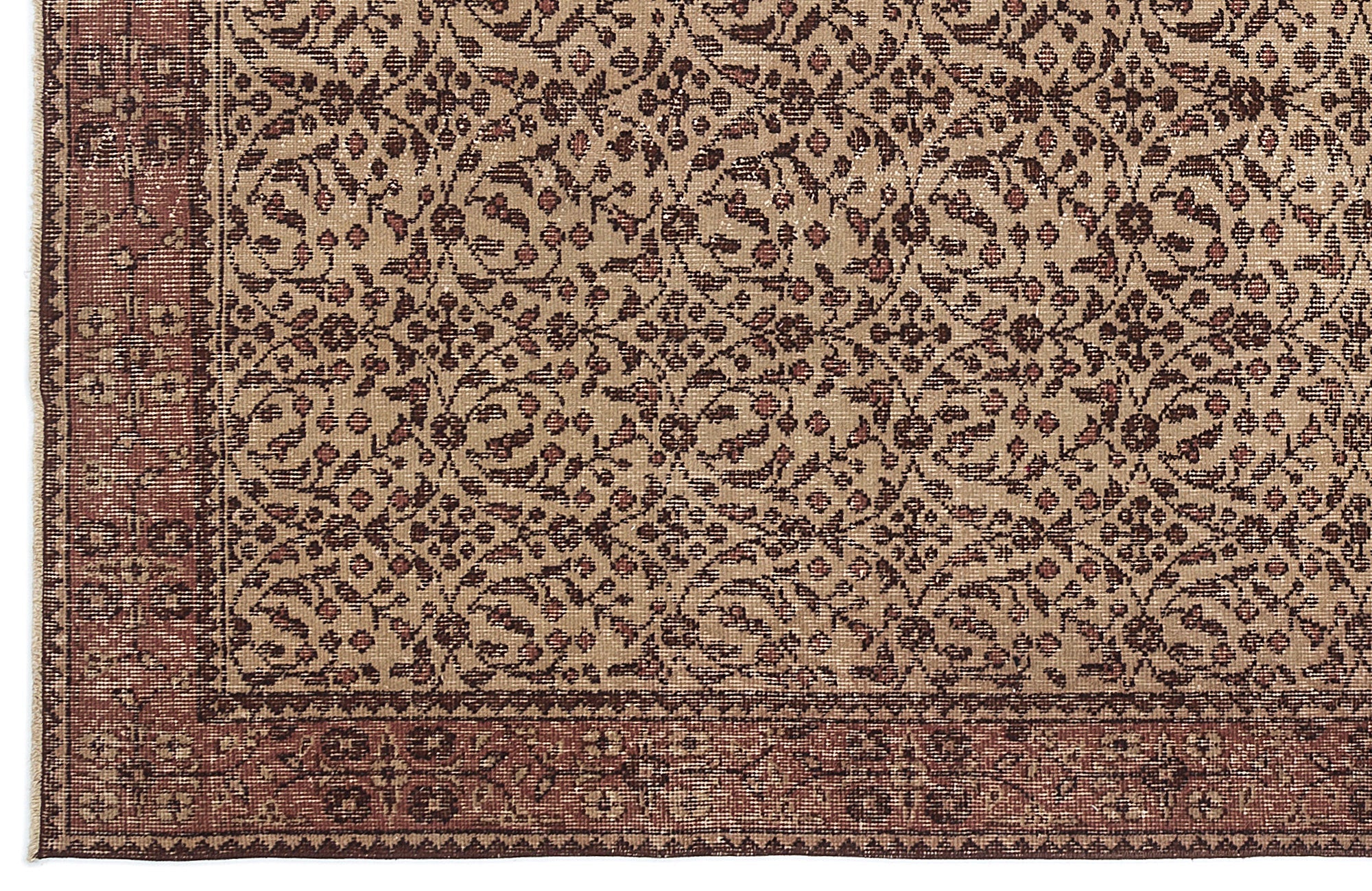 Atina Brown Vintage Wool Handmade Area Rug 5'5" x 8'7"