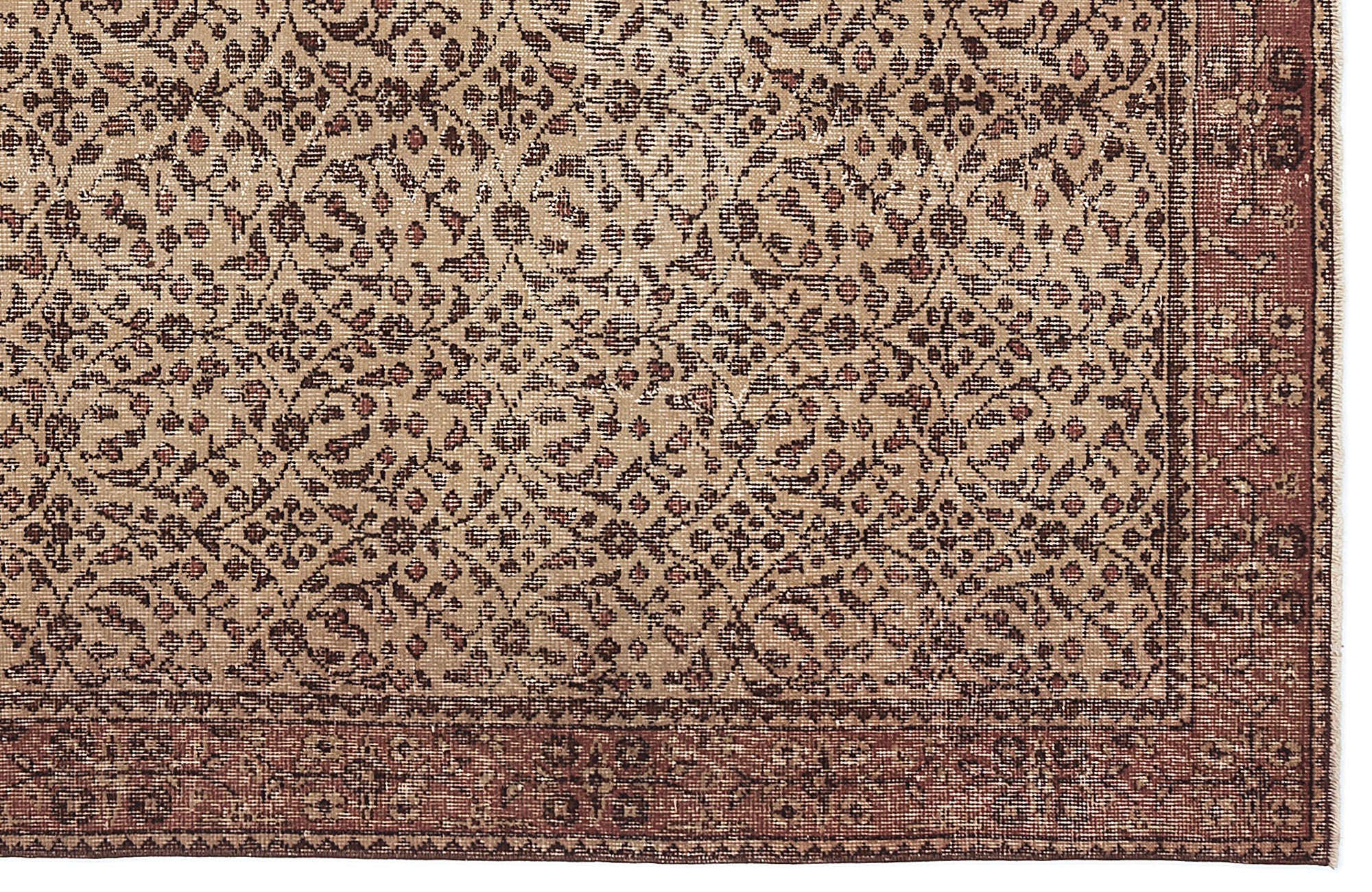Atina Brown Vintage Wool Handmade Area Rug 5'5" x 8'7"