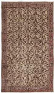 Atina Brown Vintage Wool Handmade Area Rug 5'5" x 8'7"