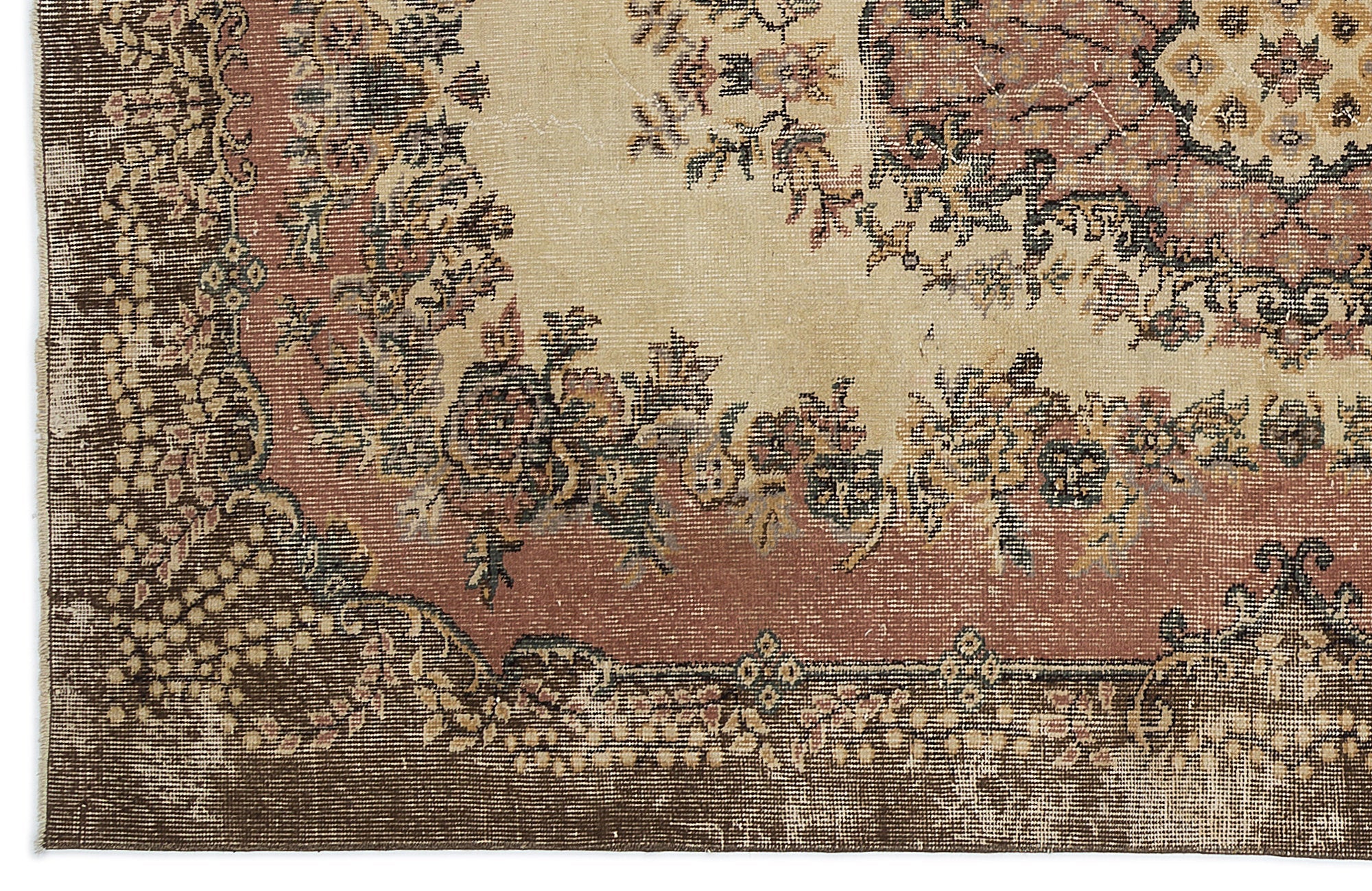 Atina 9635 Beige Vintage Wool Handmade Area Rug 5'2" x 8'7"