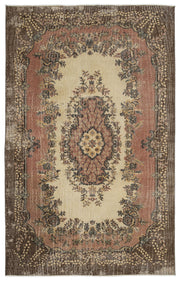 Atina 9635 Beige Vintage Wool Handmade Area Rug 5'2" x 8'7"