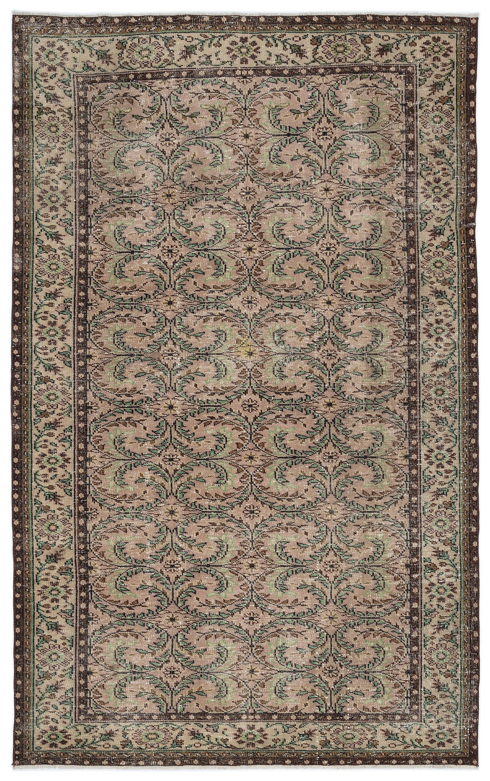 Atina 9643 Beige Vintage Wool Handmade Area Rug 6'0" x 9'9"