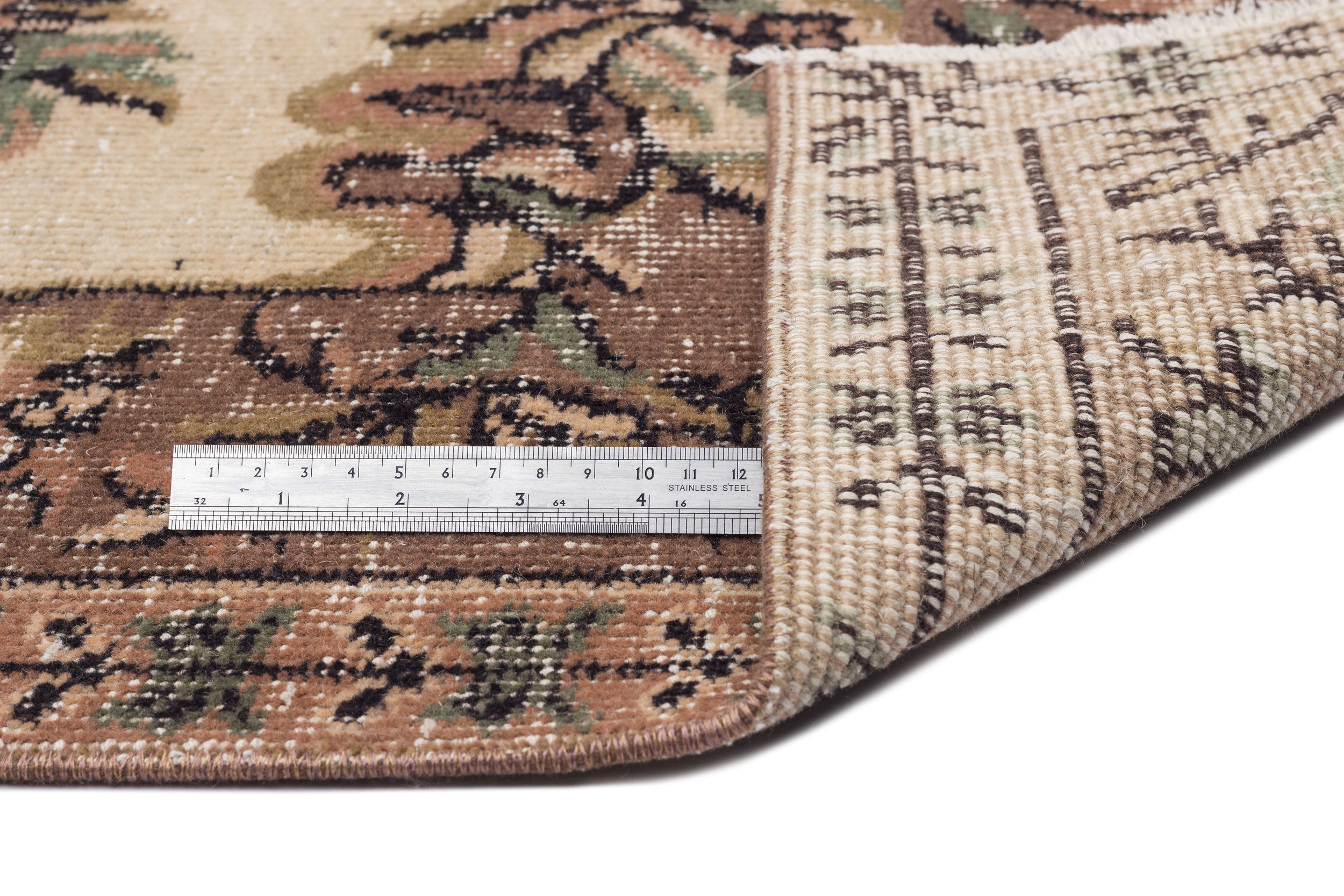 Atina 9646 Beige Vintage Wool Handmade Area Rug 5'4" x 8'4"
