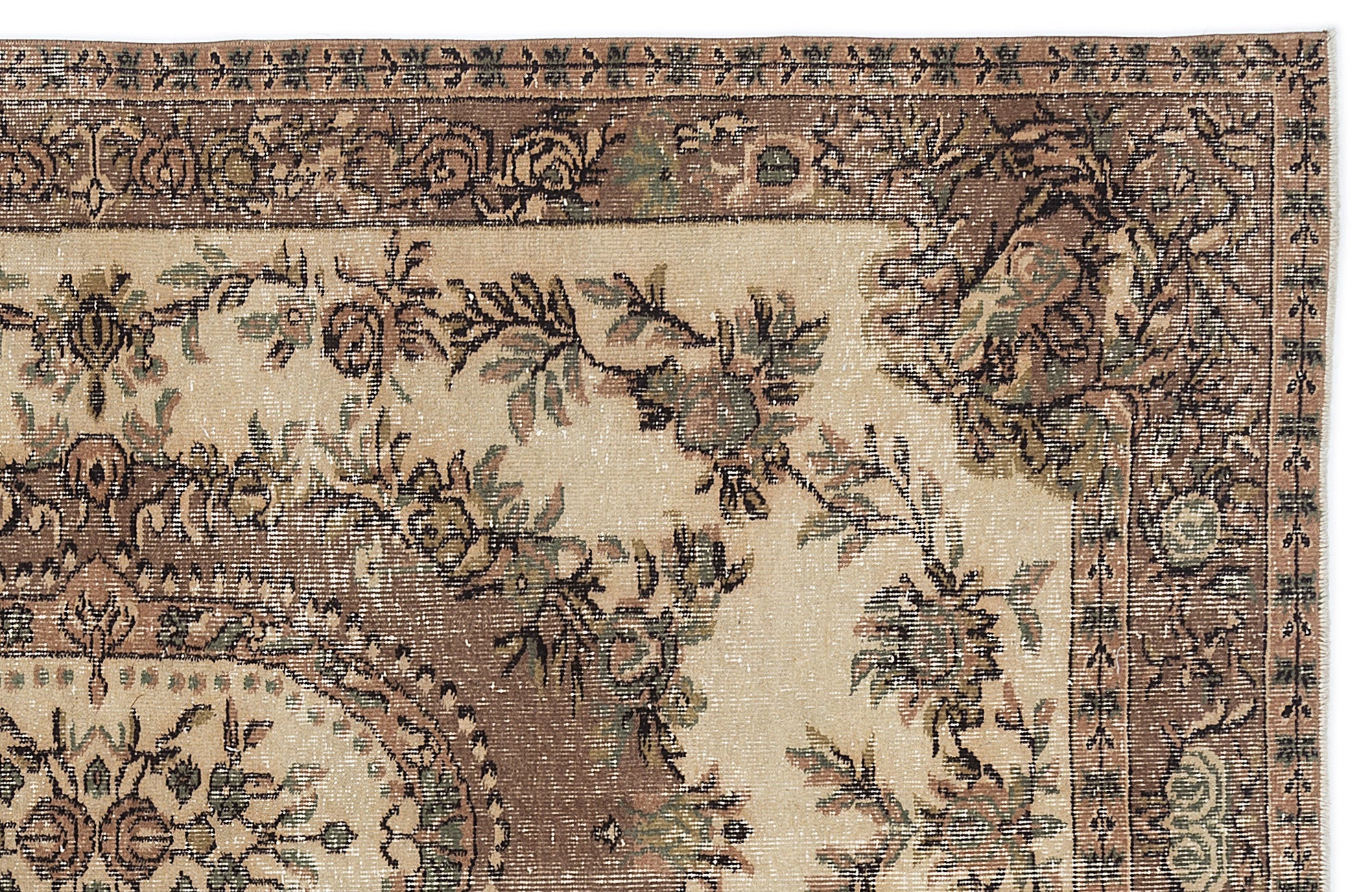 Atina 9646 Beige Vintage Wool Handmade Area Rug 5'4" x 8'4"