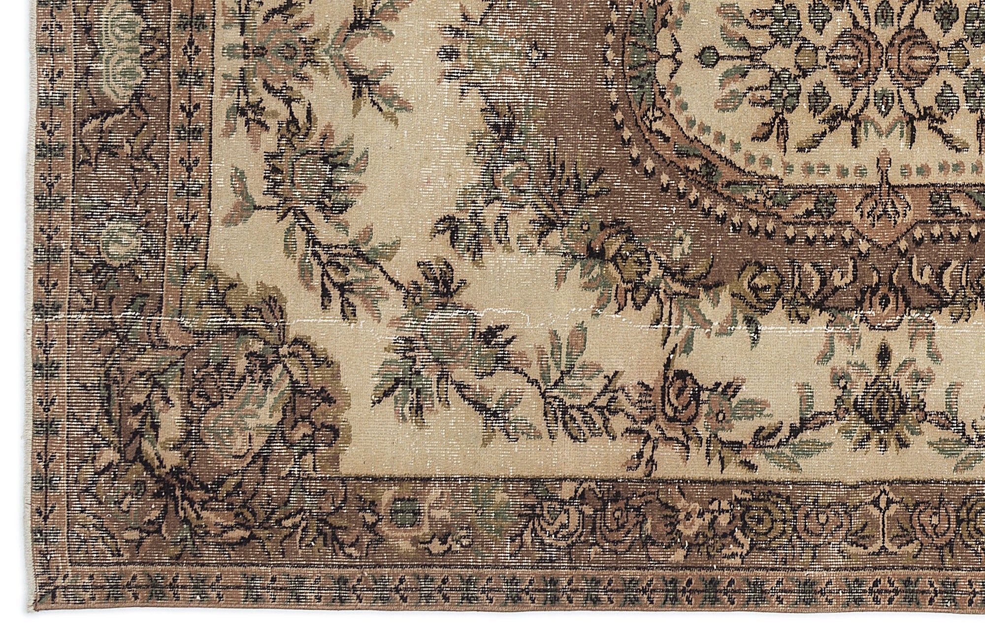 Atina 9646 Beige Vintage Wool Handmade Area Rug 5'4" x 8'4"