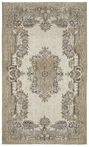 Atina Beige Vintage Wool Handmade Area Rug 6'1" x 10'1"