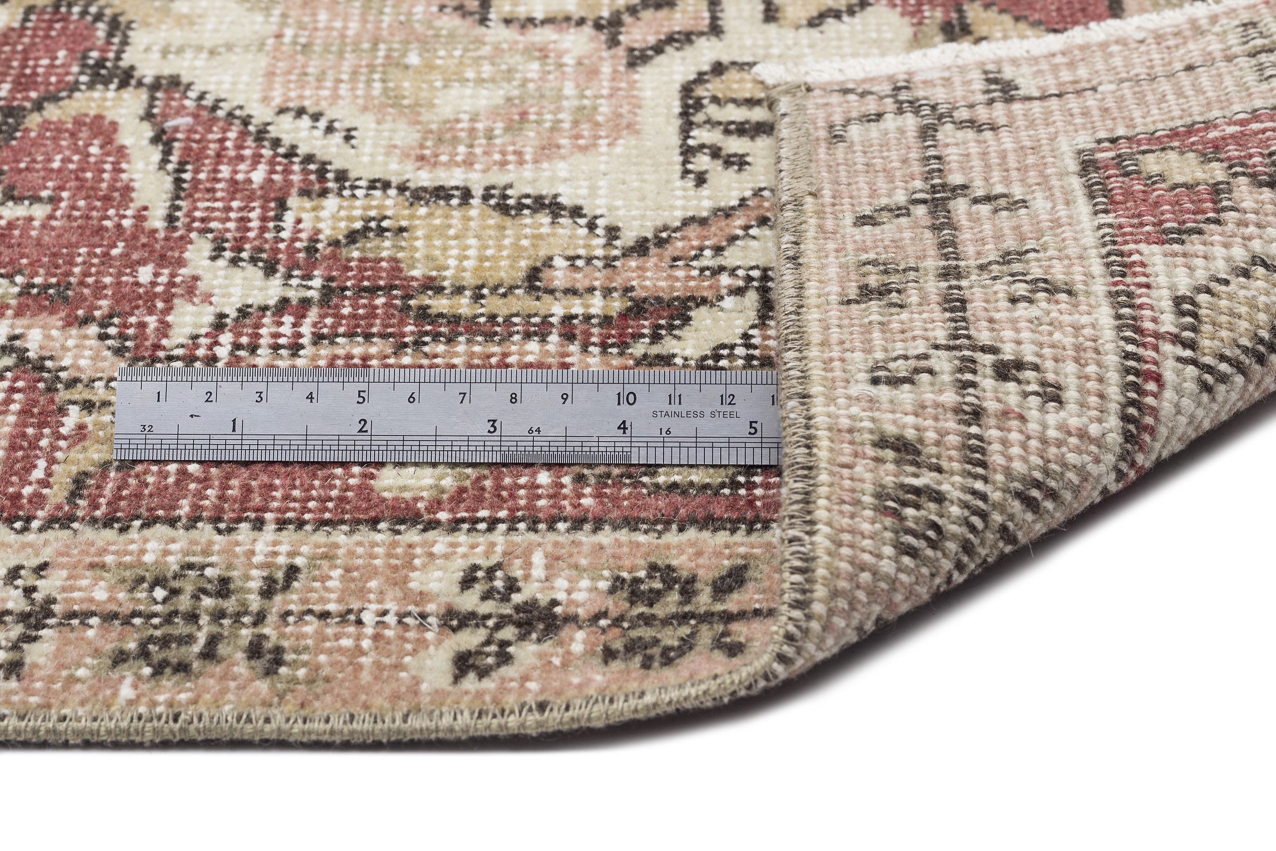 Atina Beige Vintage Wool Handmade Area Rug 6'2" x 9'2"