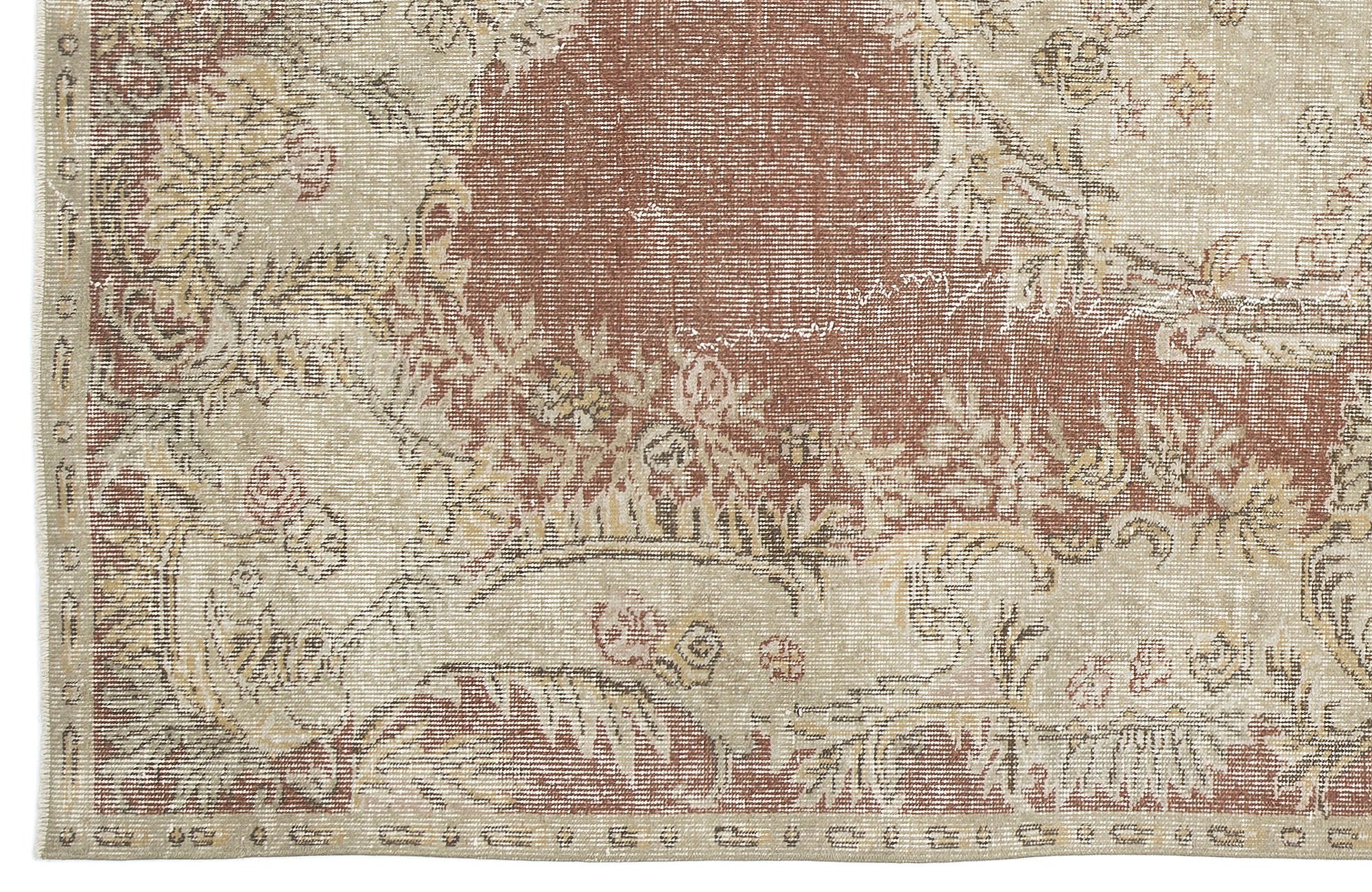 Atina 9676 Beige Vintage Wool Handmade Area Rug 5'10" x 9'5"
