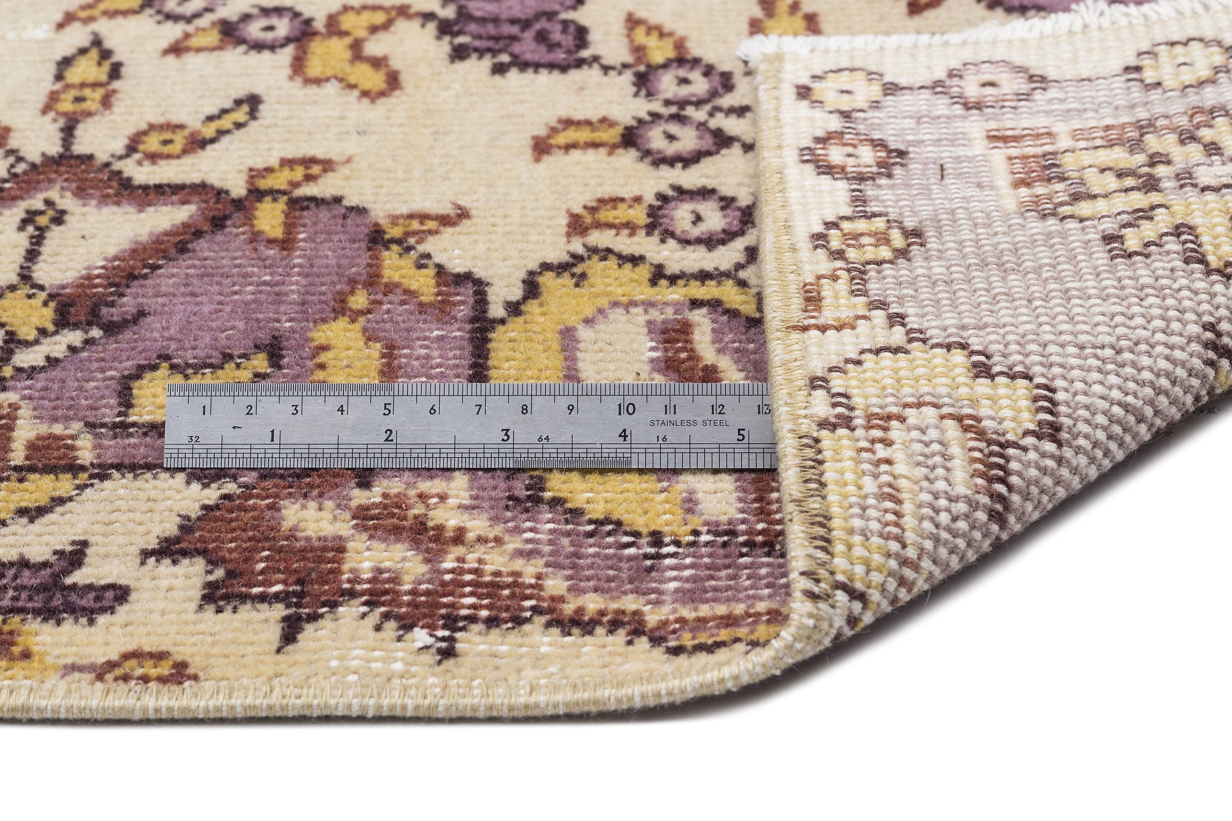 Atina Beige Vintage Wool Handmade Area Rug 5'7" x 9'8"
