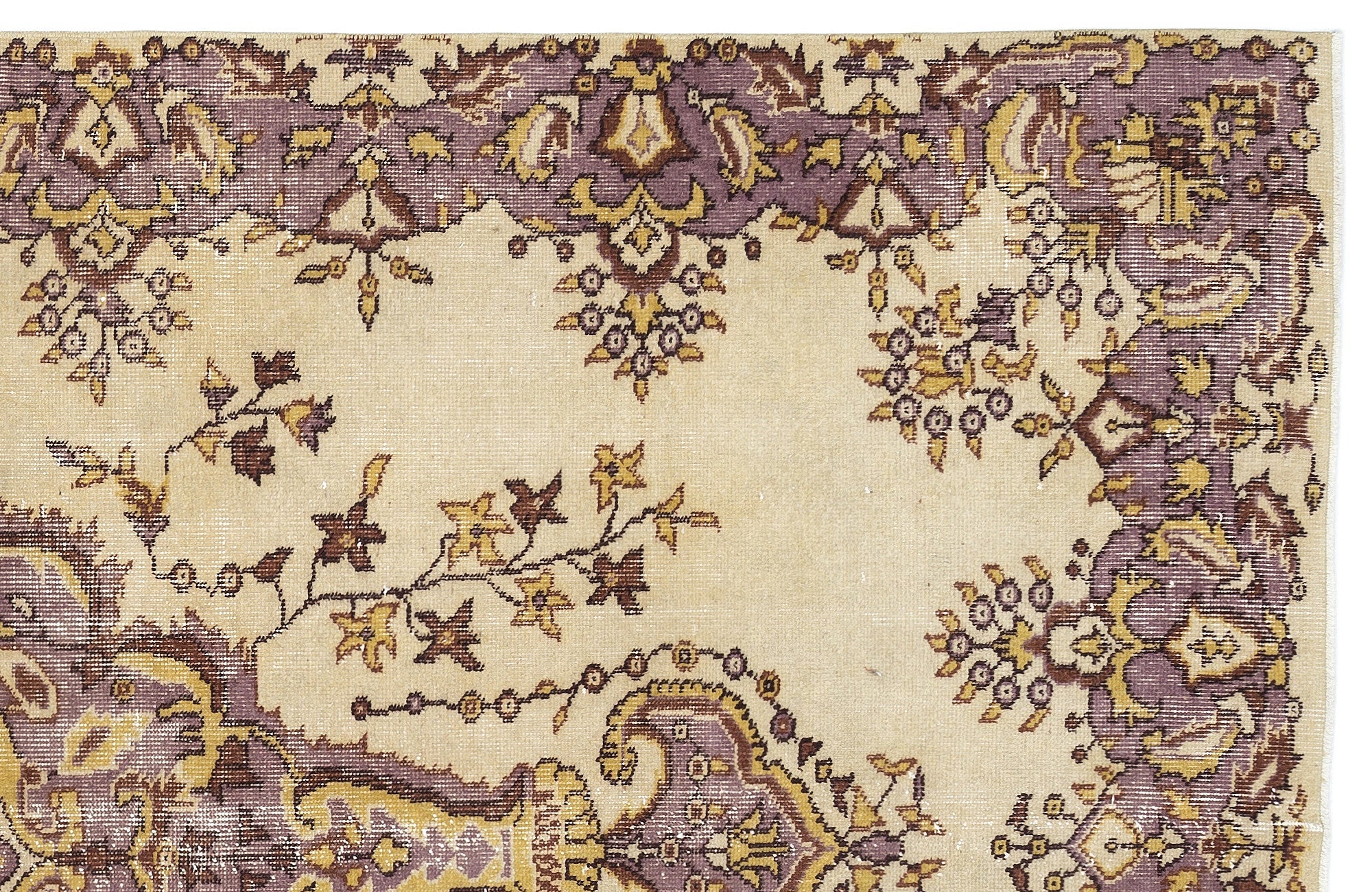 Atina Beige Vintage Wool Handmade Area Rug 5'7" x 9'8"