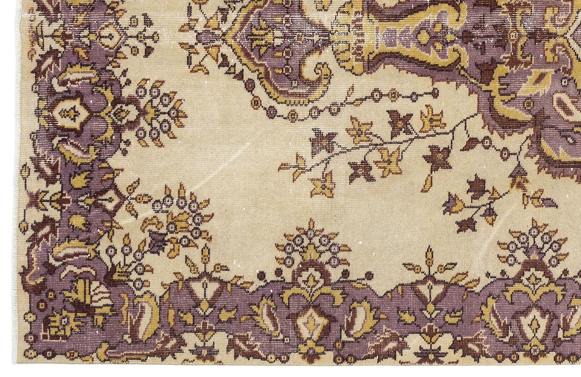 Atina Beige Vintage Wool Handmade Area Rug 5'7" x 9'8"