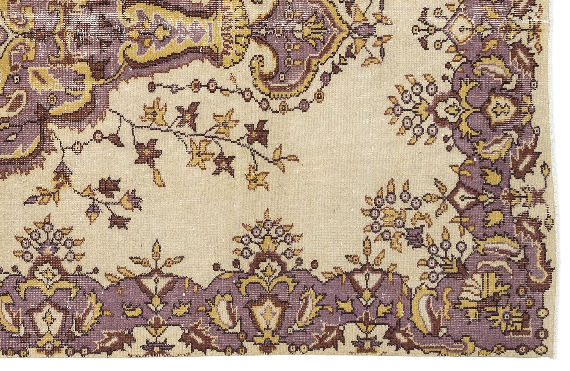 Atina Beige Vintage Wool Handmade Area Rug 5'7" x 9'8"