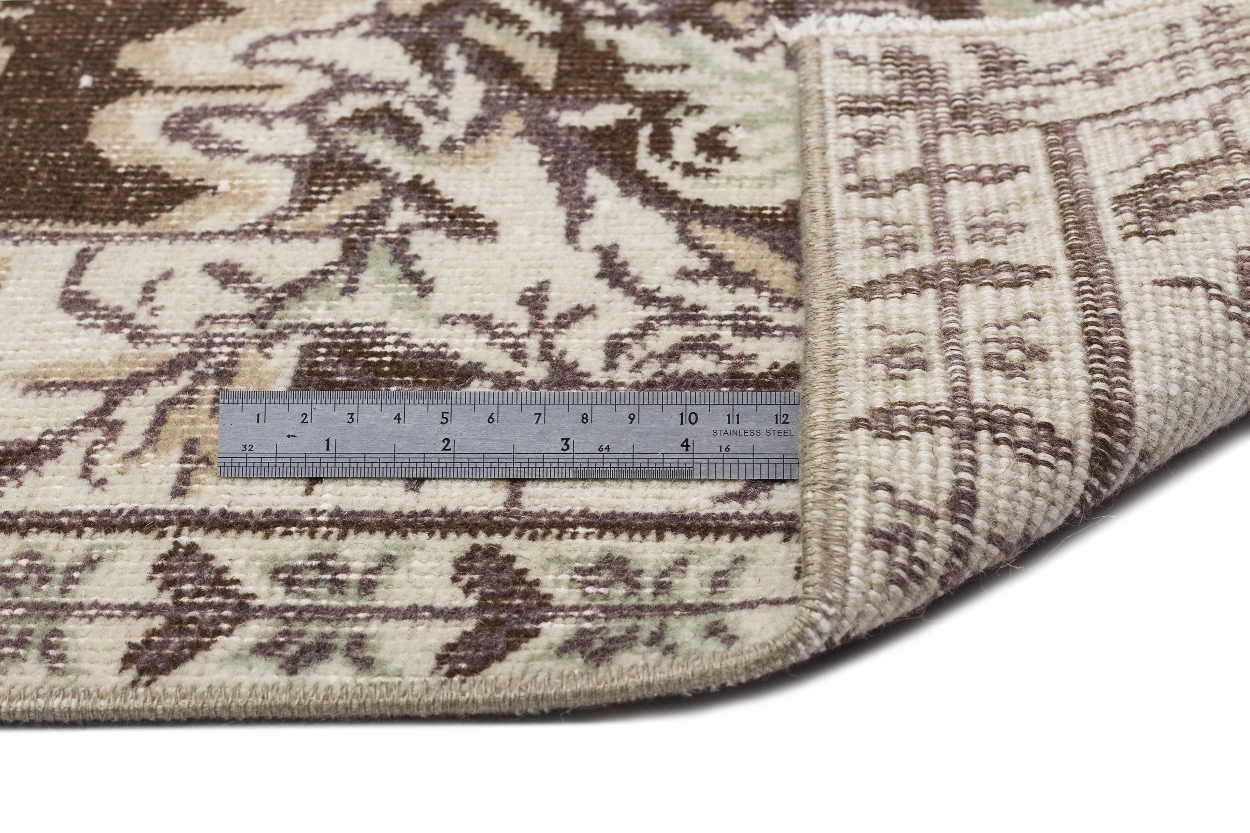 Atina Beige Vintage Wool Handmade Area Rug 5'6" x 8'6"