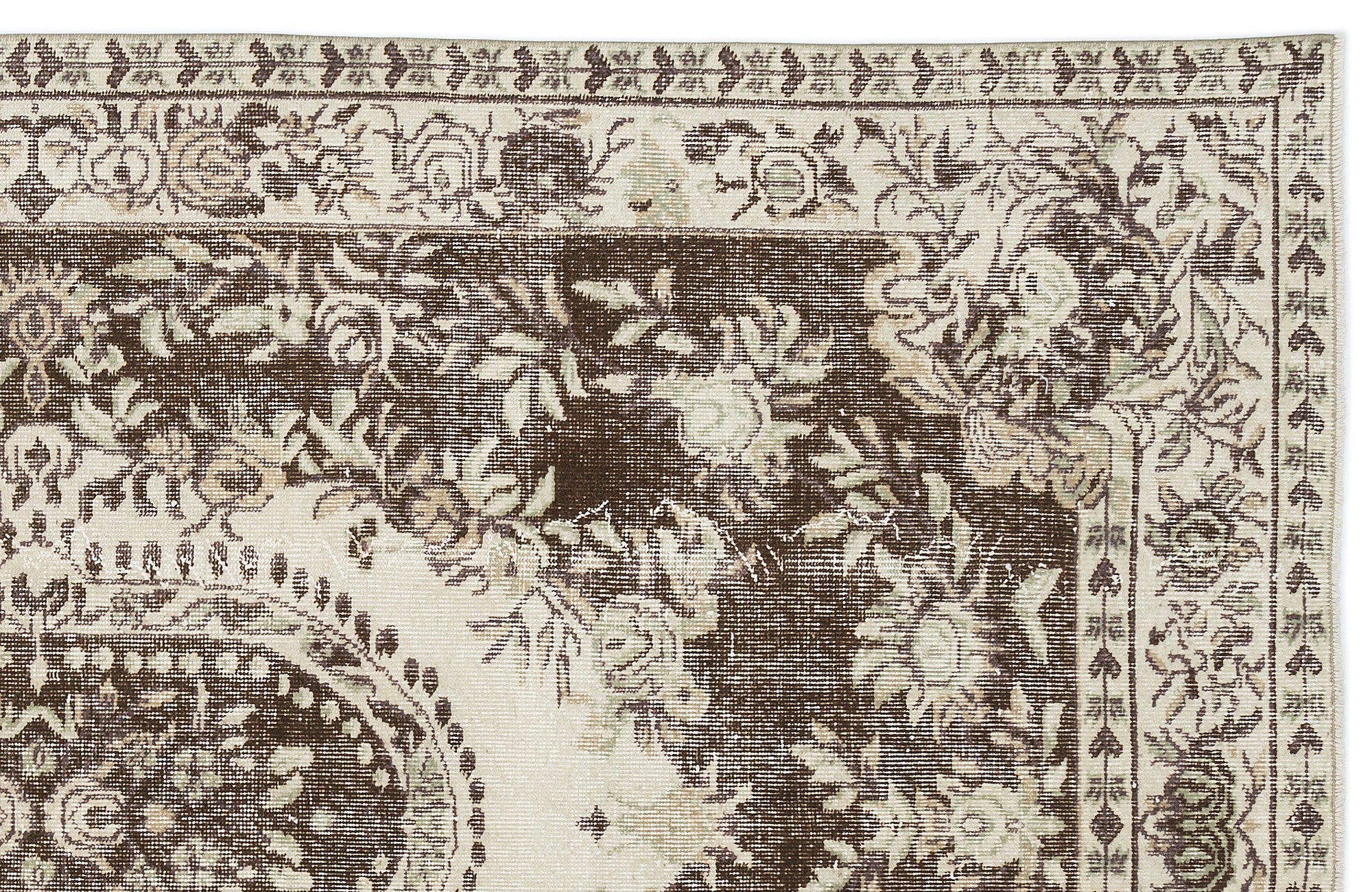 Atina Beige Vintage Wool Handmade Area Rug 5'6" x 8'6"
