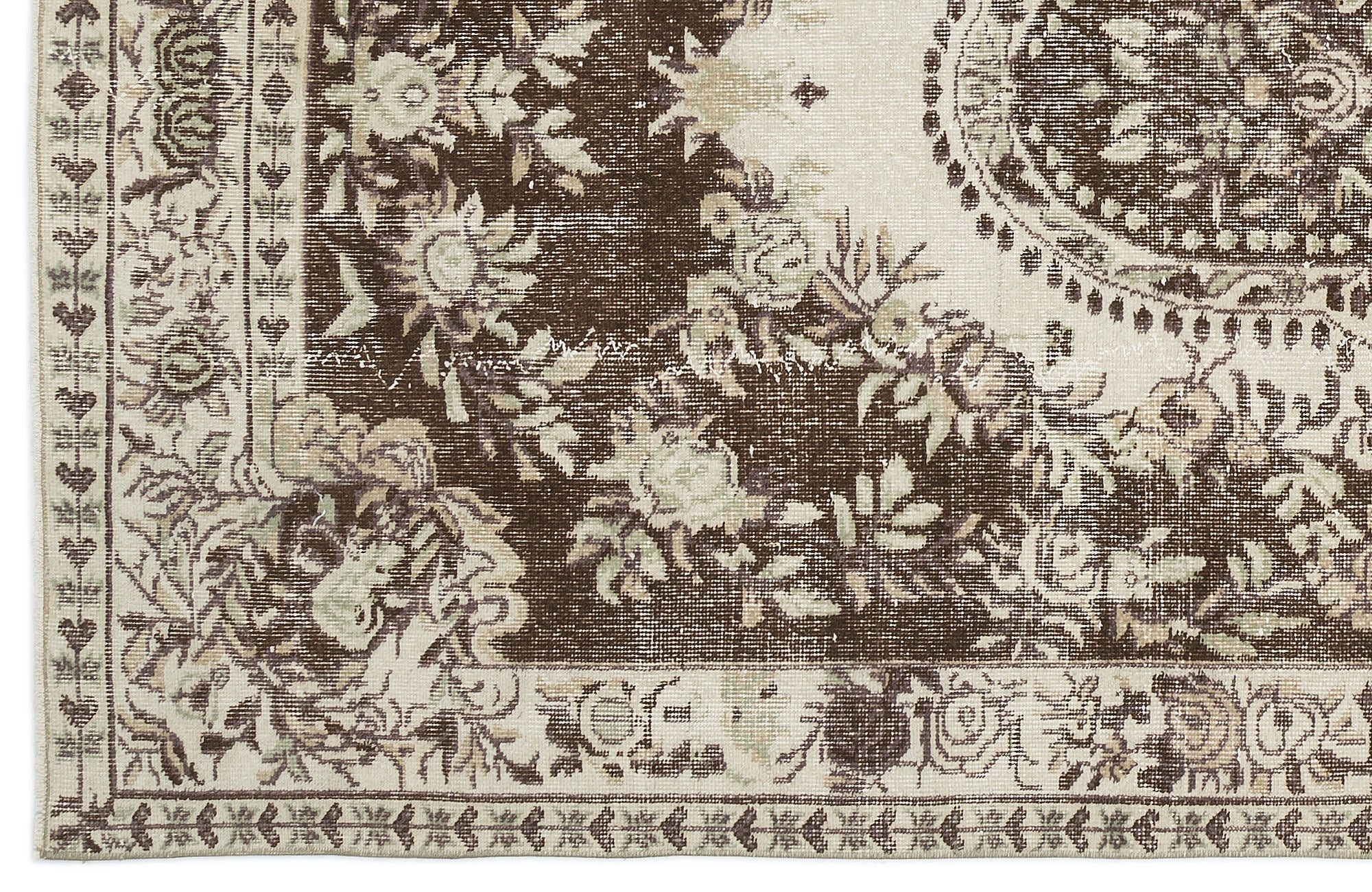 Atina Beige Vintage Wool Handmade Area Rug 5'6" x 8'6"